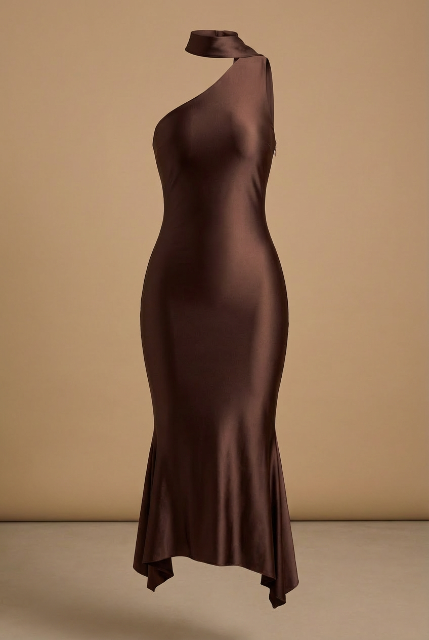 Sirena Midi Dress - Cocoa Brown