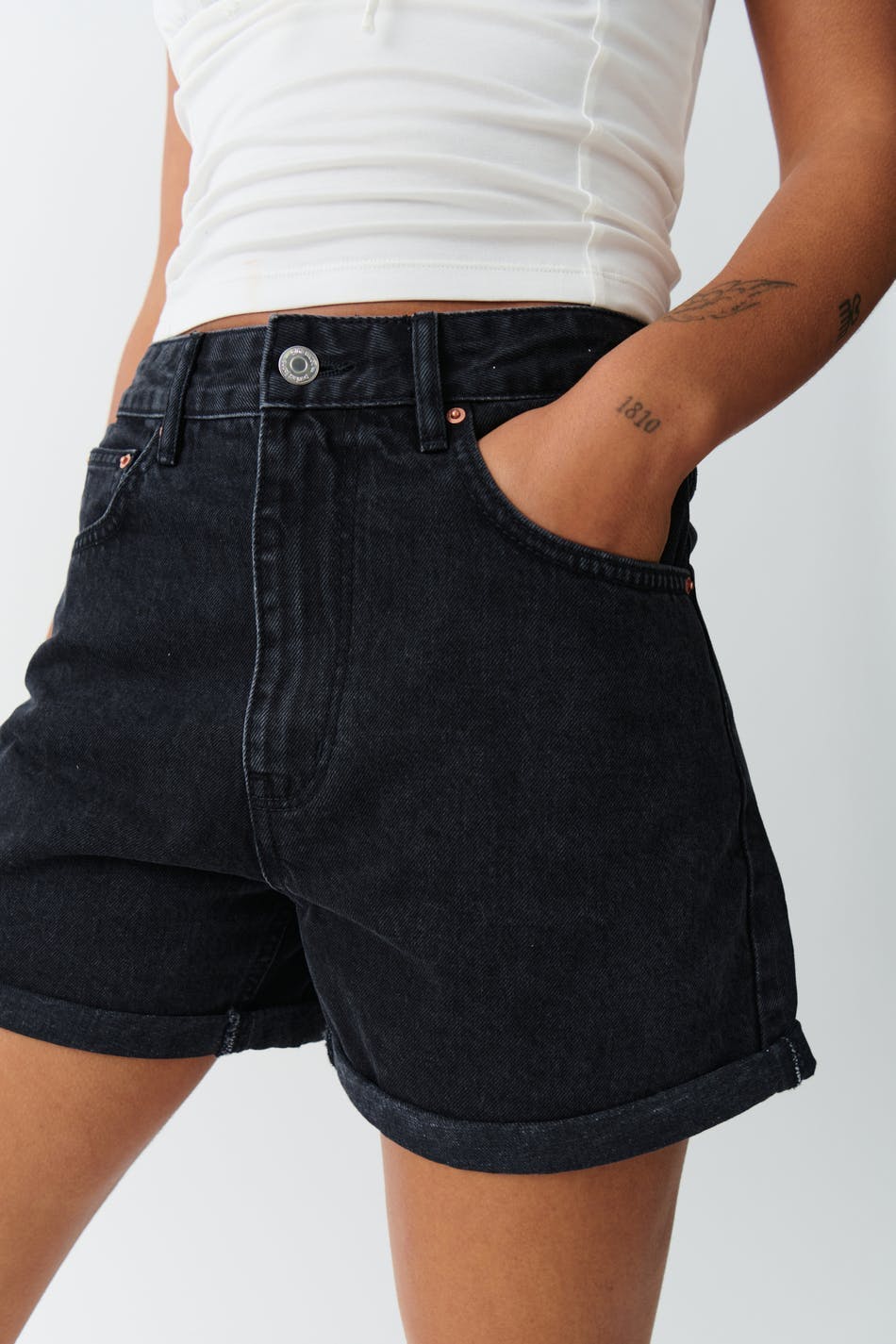 High waist denim shorts