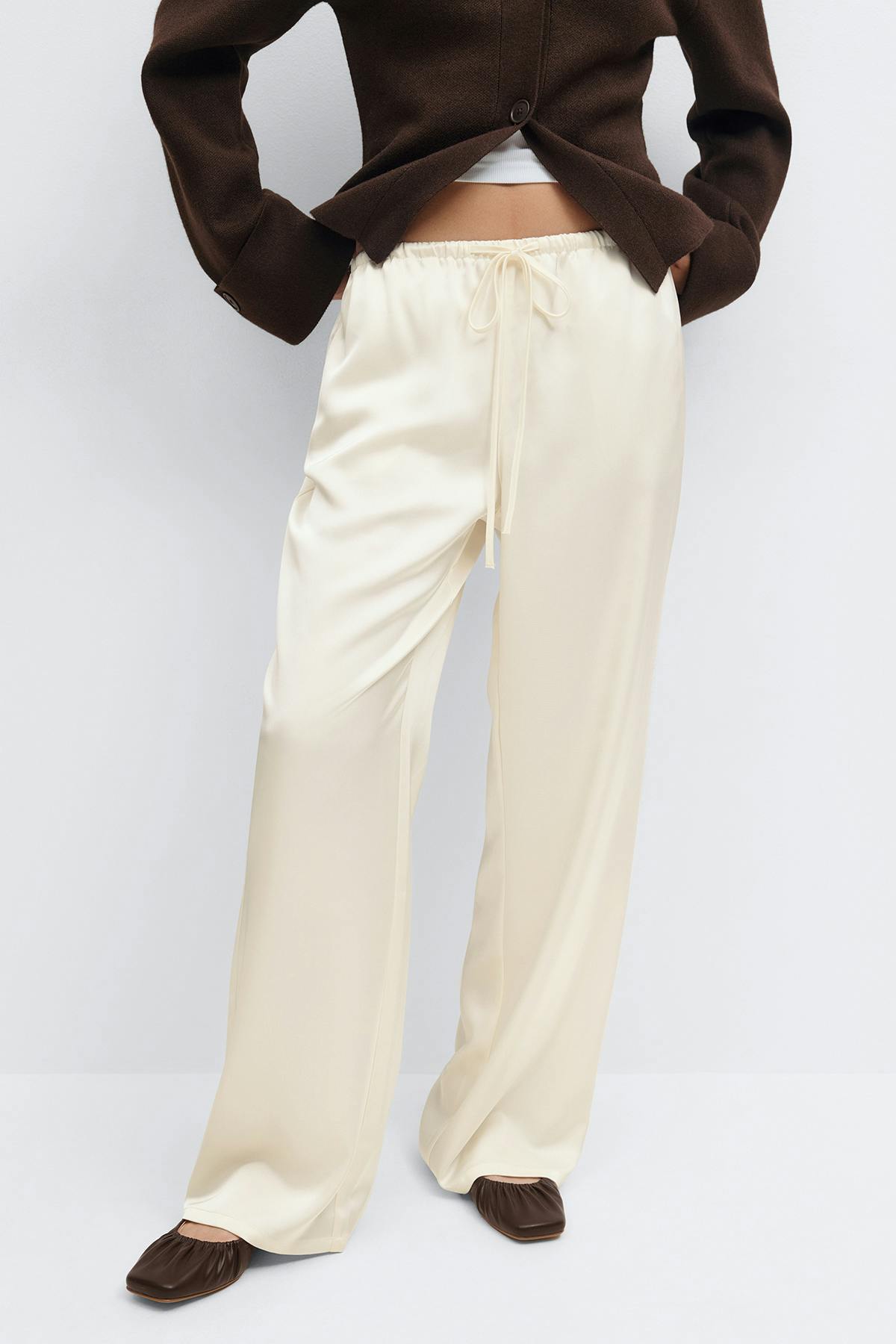 Drawstring satin trousers