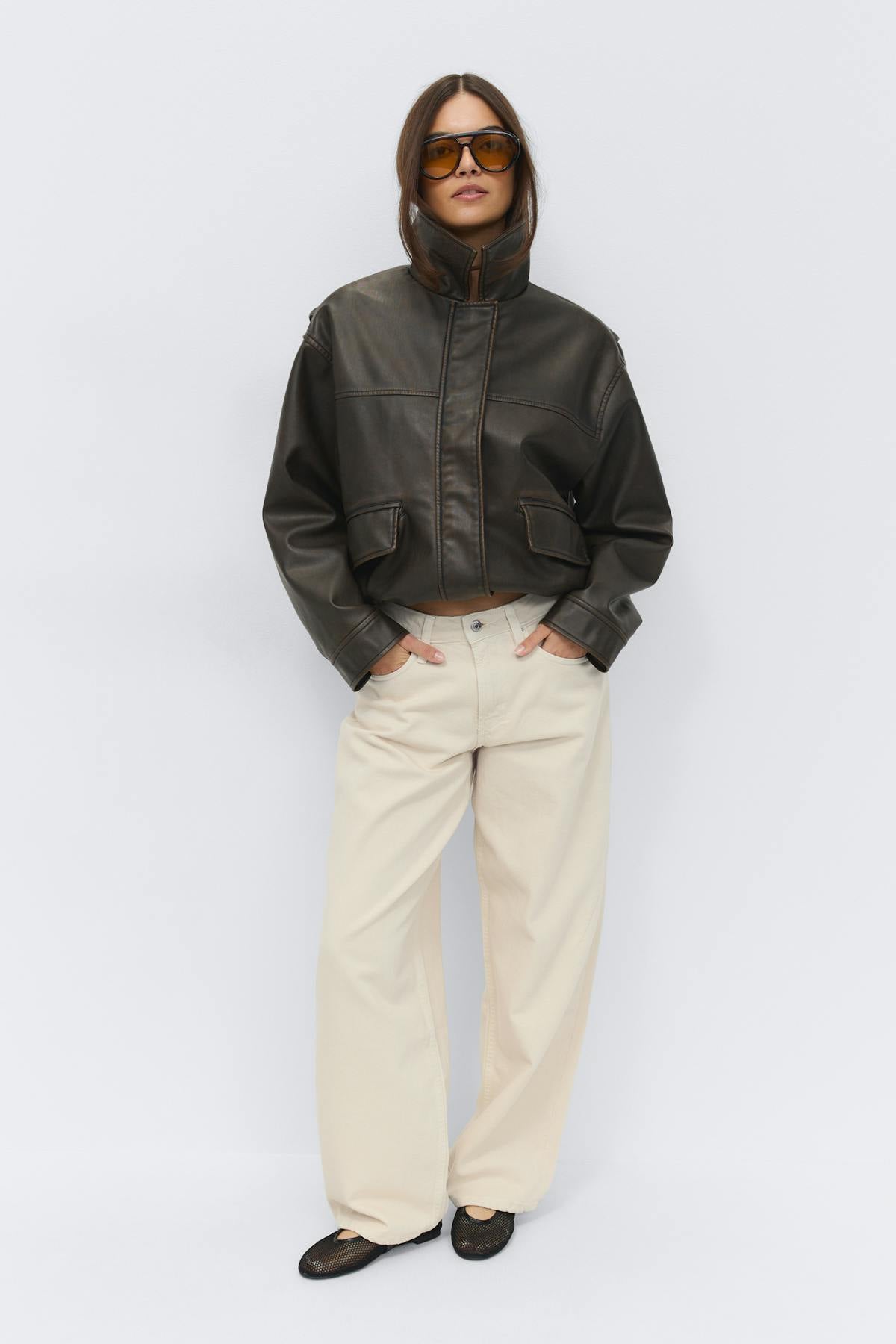 Baggy-crush tall jeans