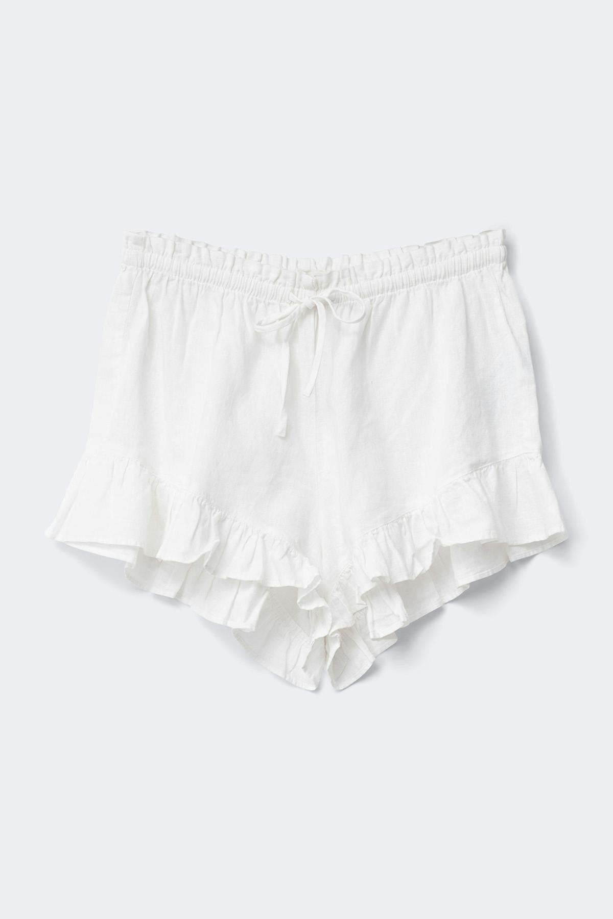 Linen blend frill shorts