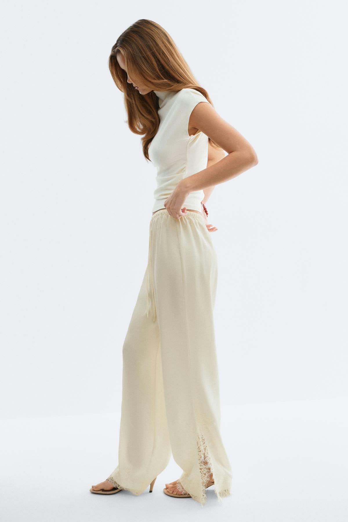 Satin lace trousers