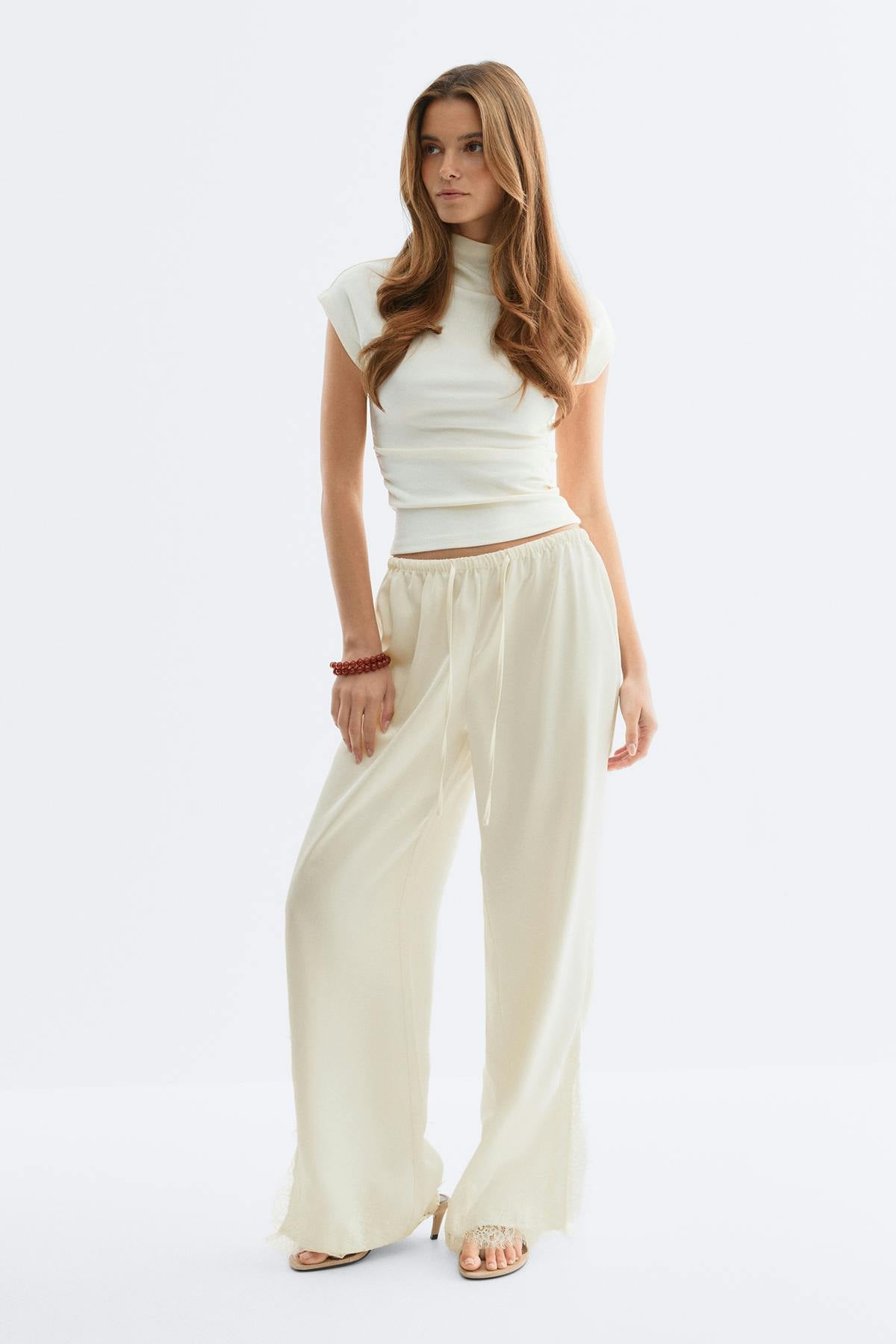 Satin lace trousers