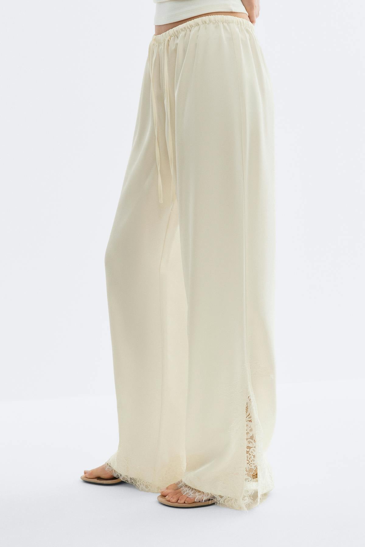Satin lace trousers