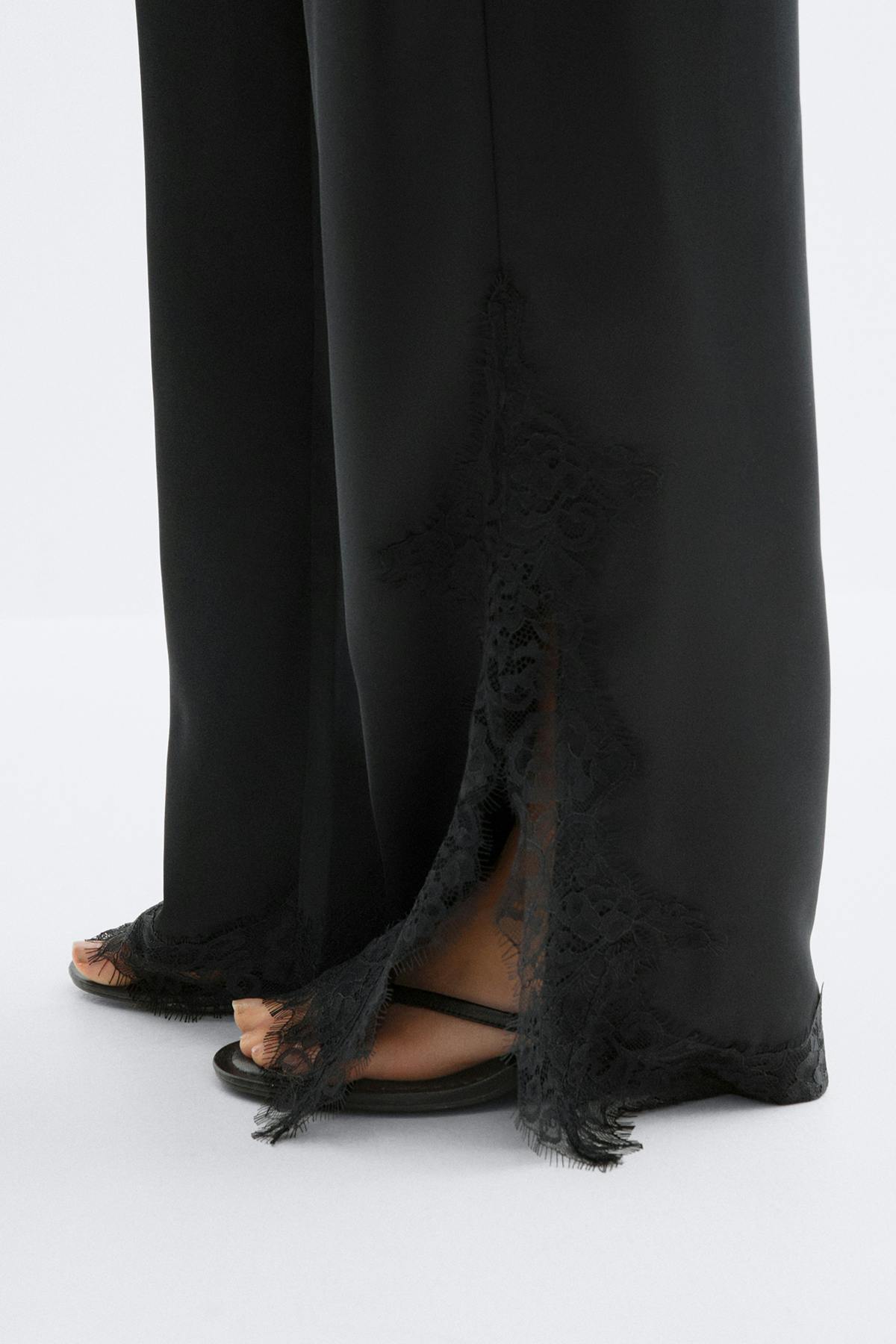Satin lace trousers