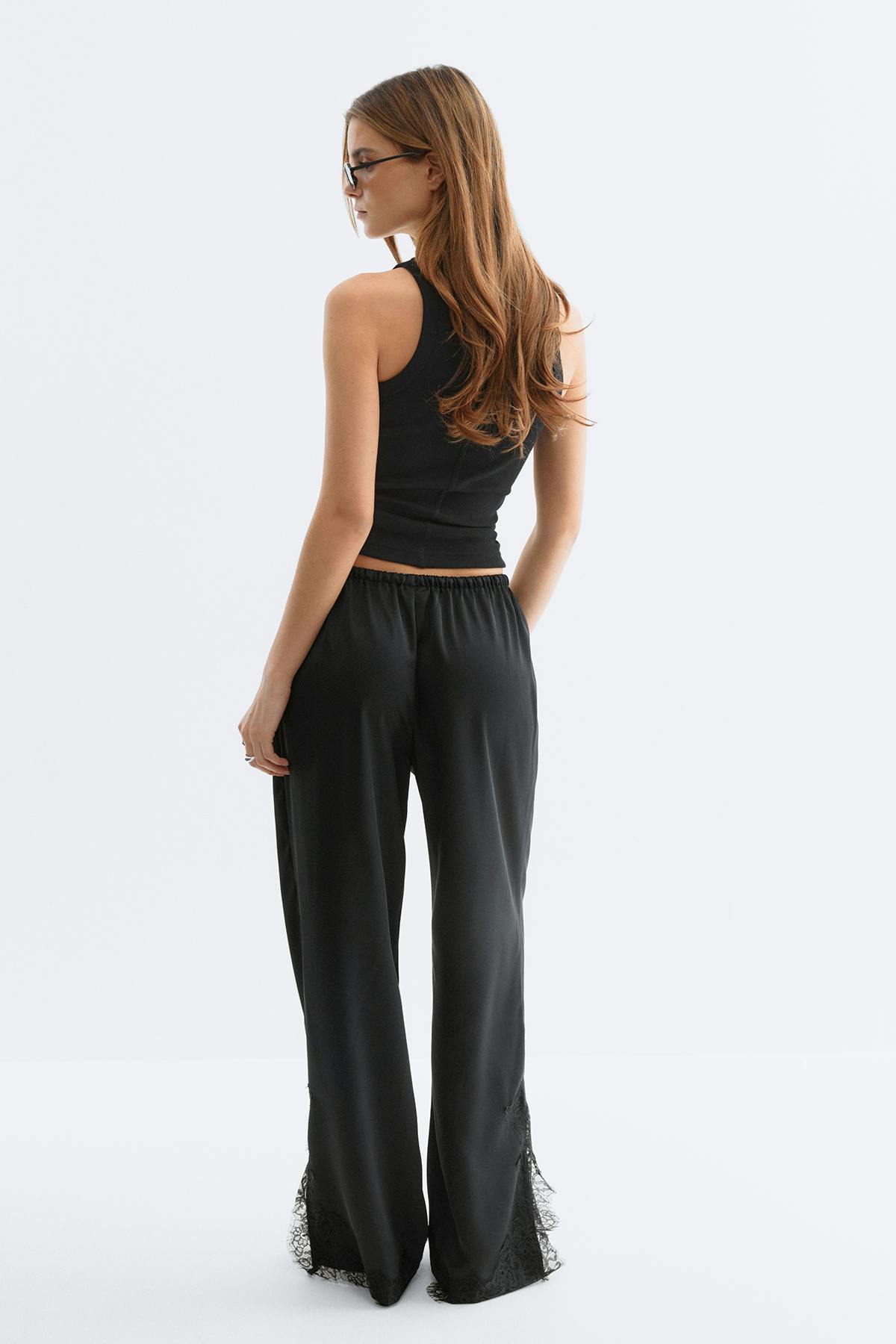 Satin lace trousers