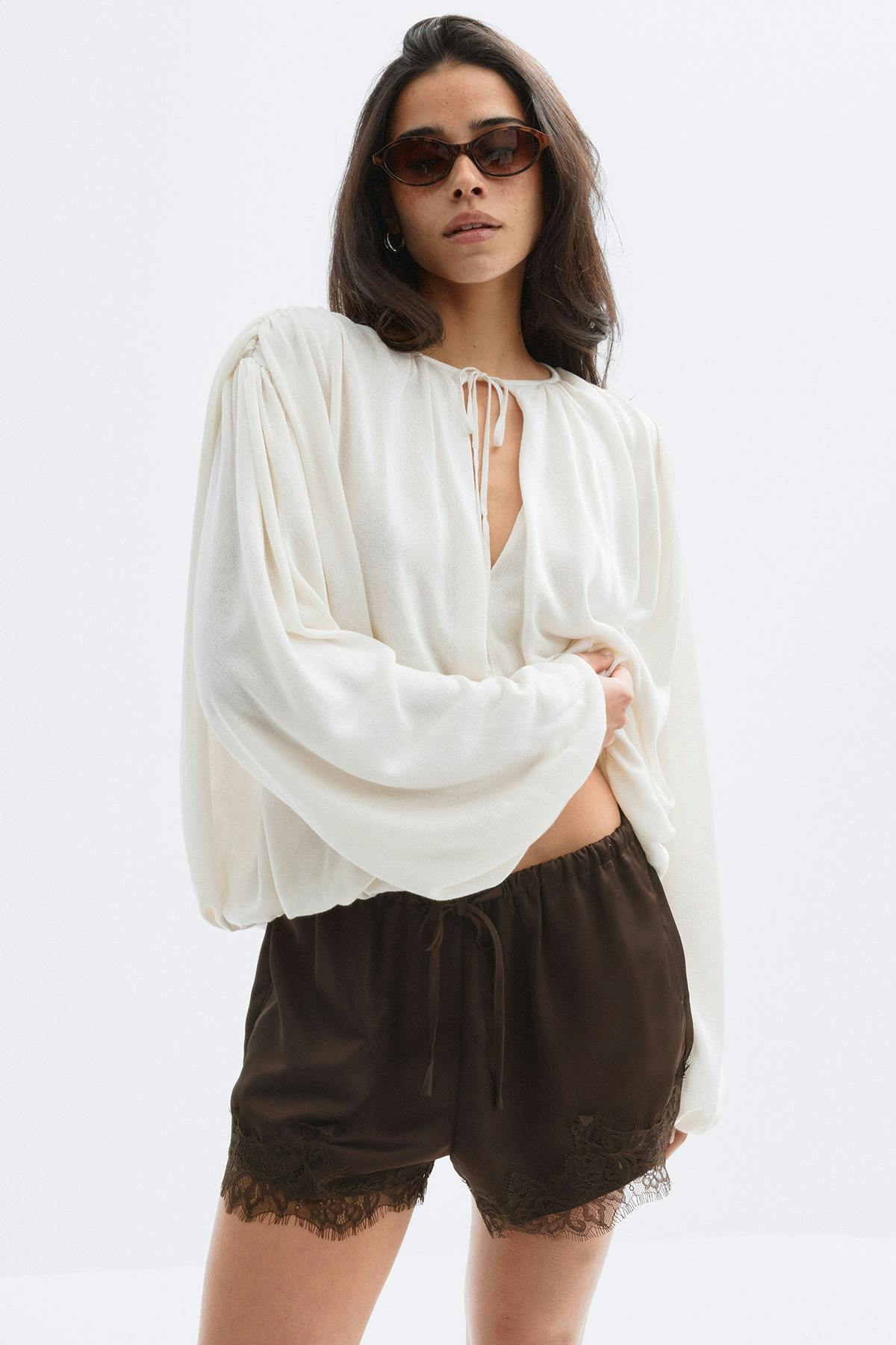 Satin lace shorts