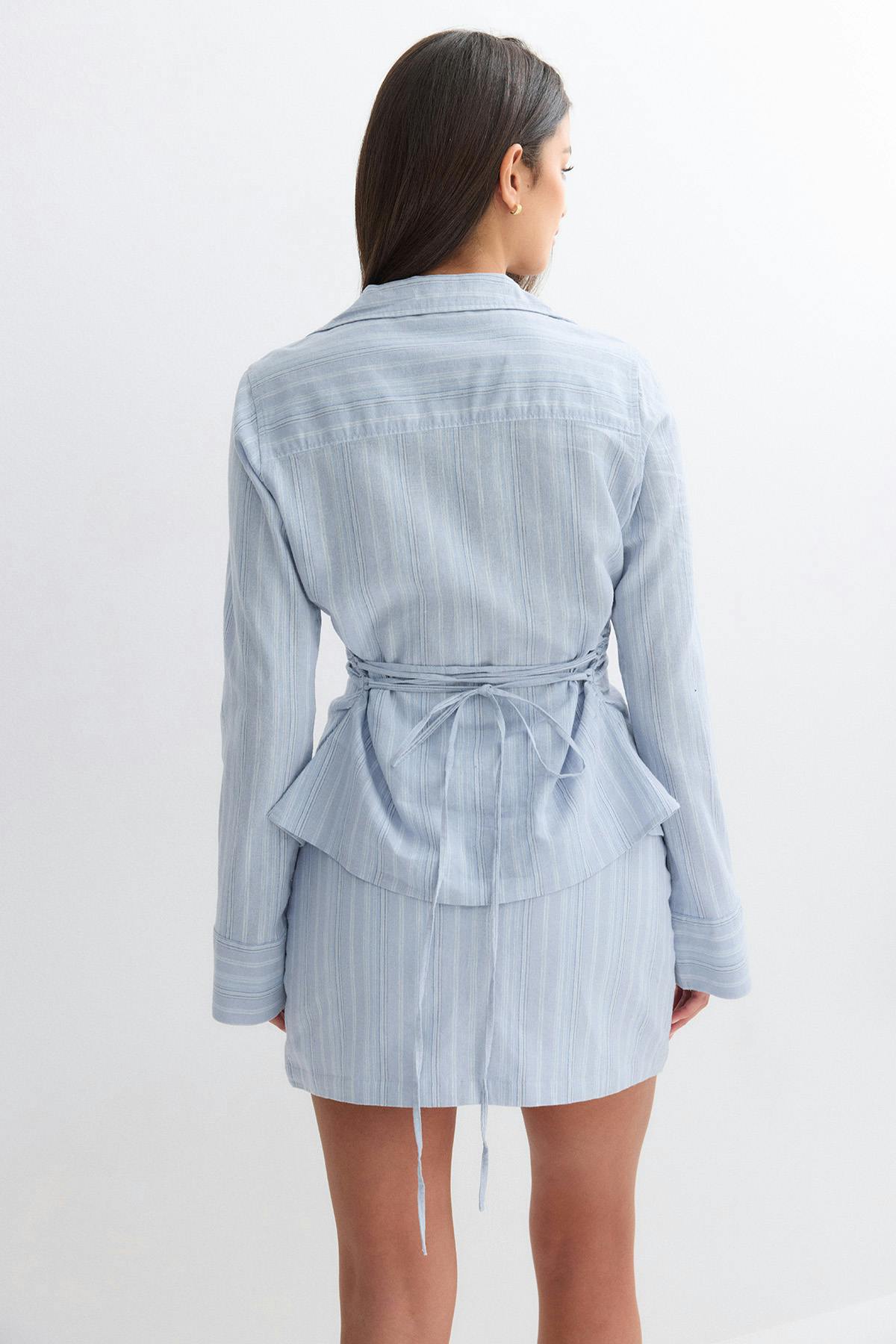 Linen blend mini skirt