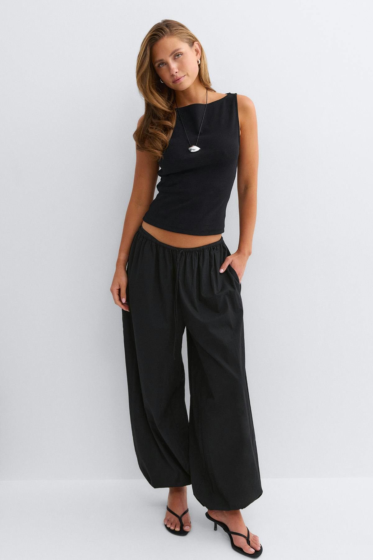 Cotton balloon trousers