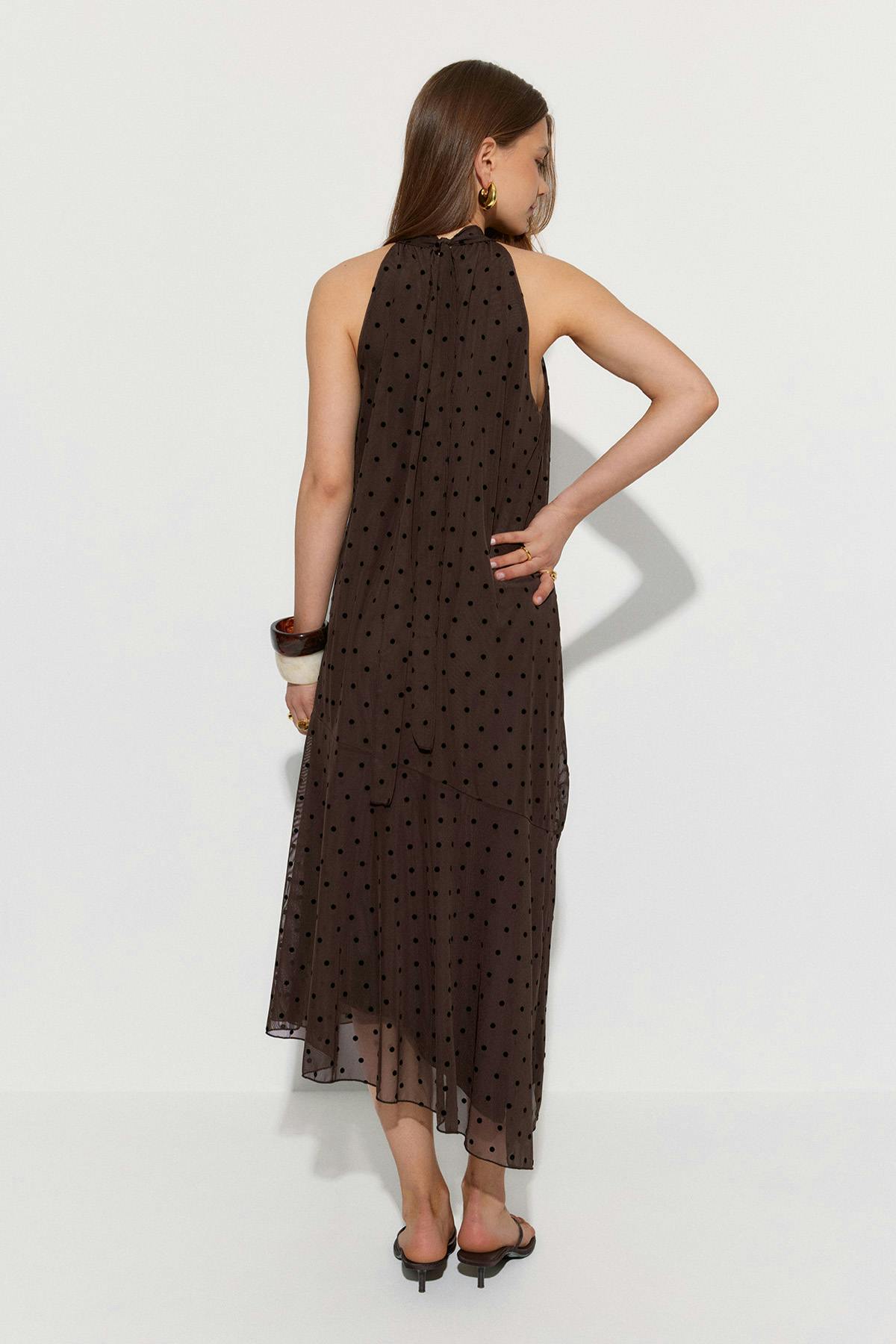 Halterneck asymmetric dress