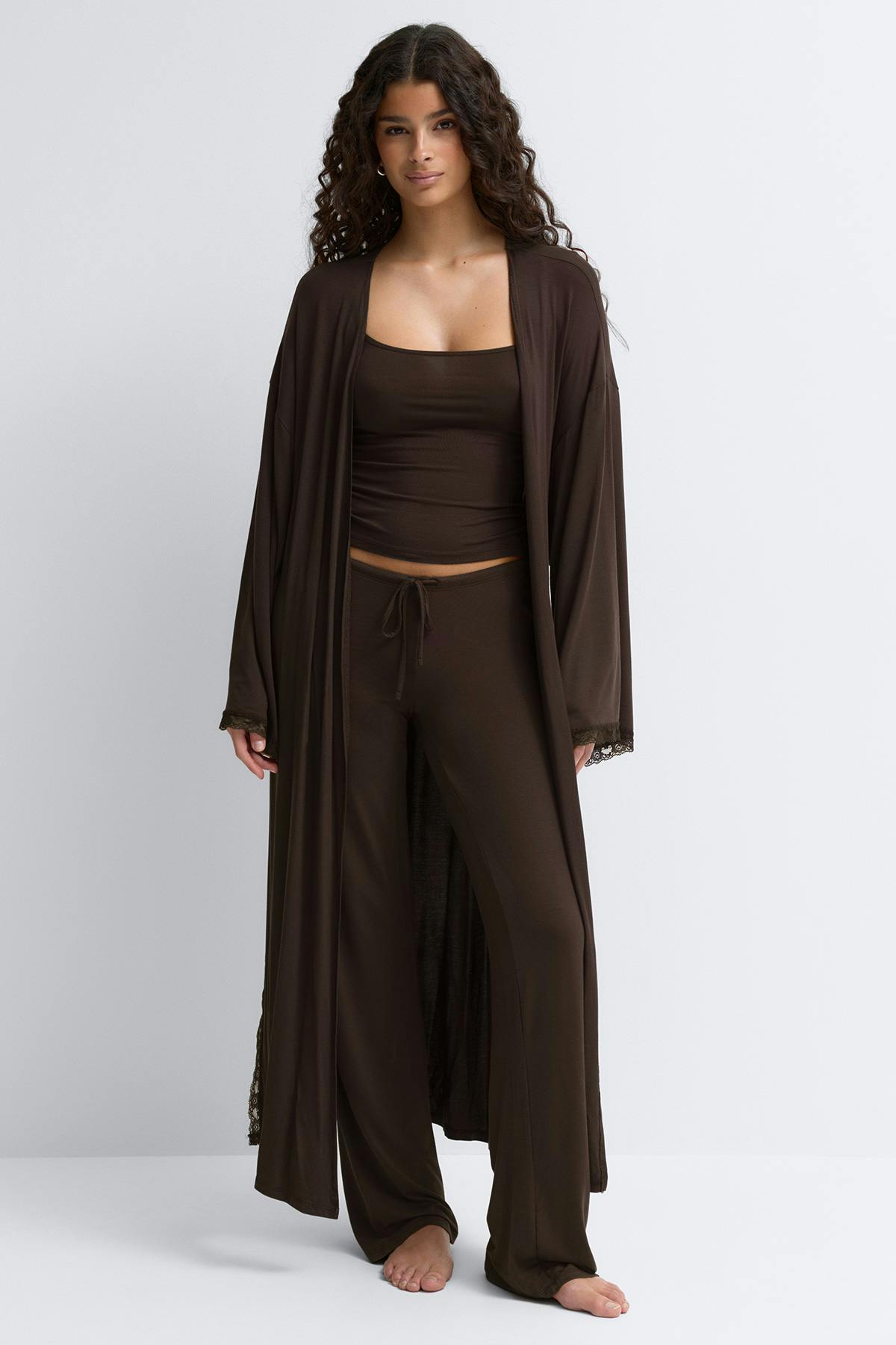 Soft lace loungewear robe