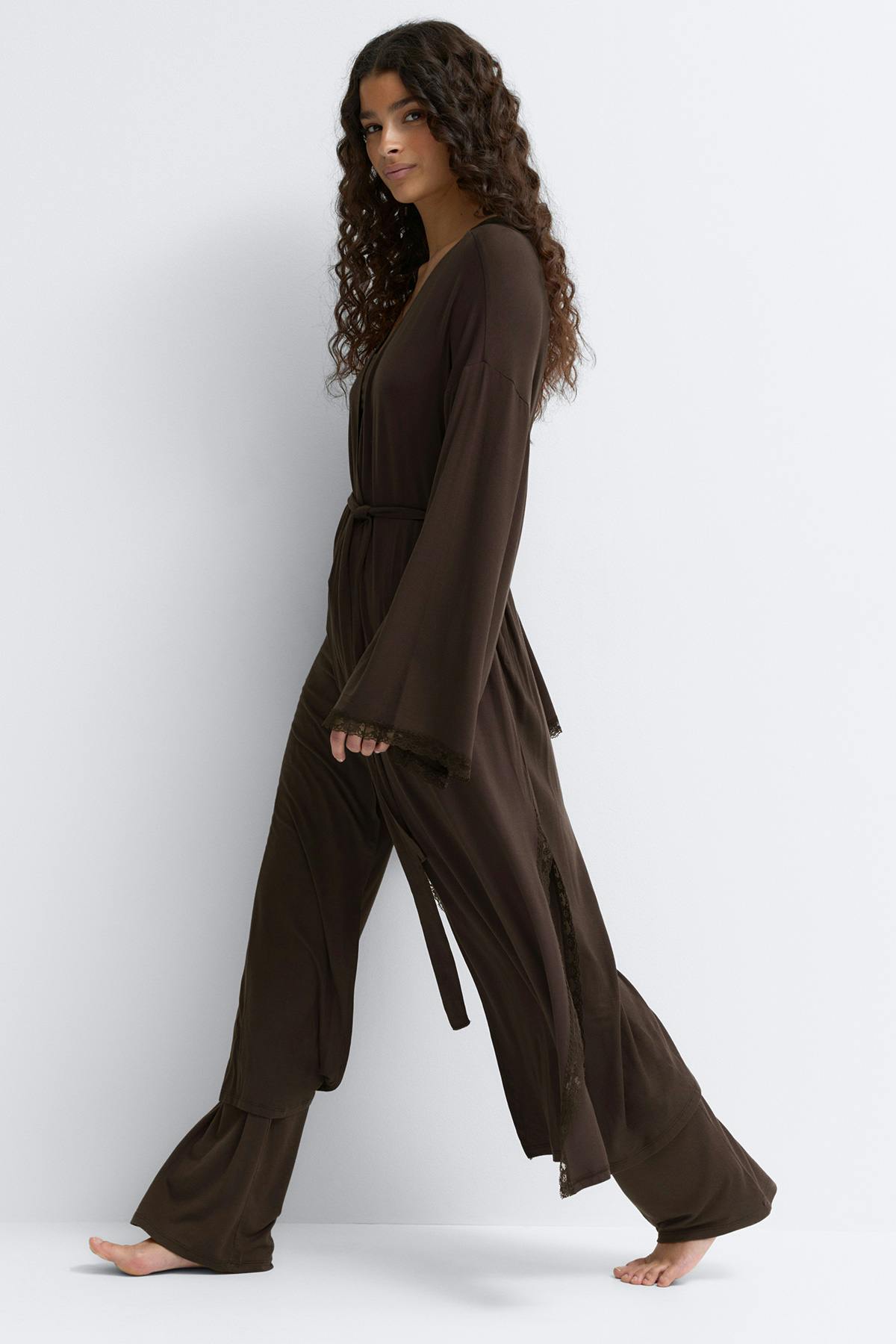 Soft lace loungewear robe