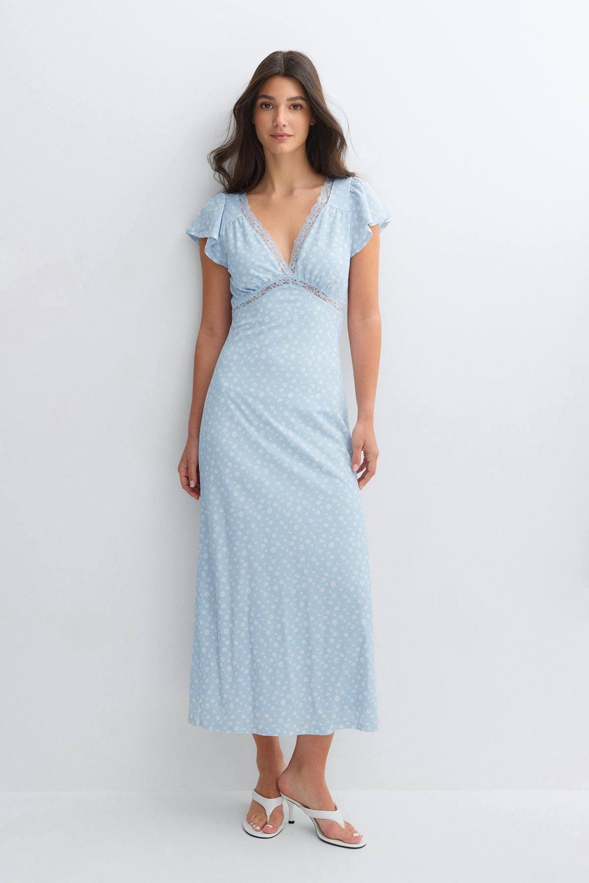 Lace detail midi dress