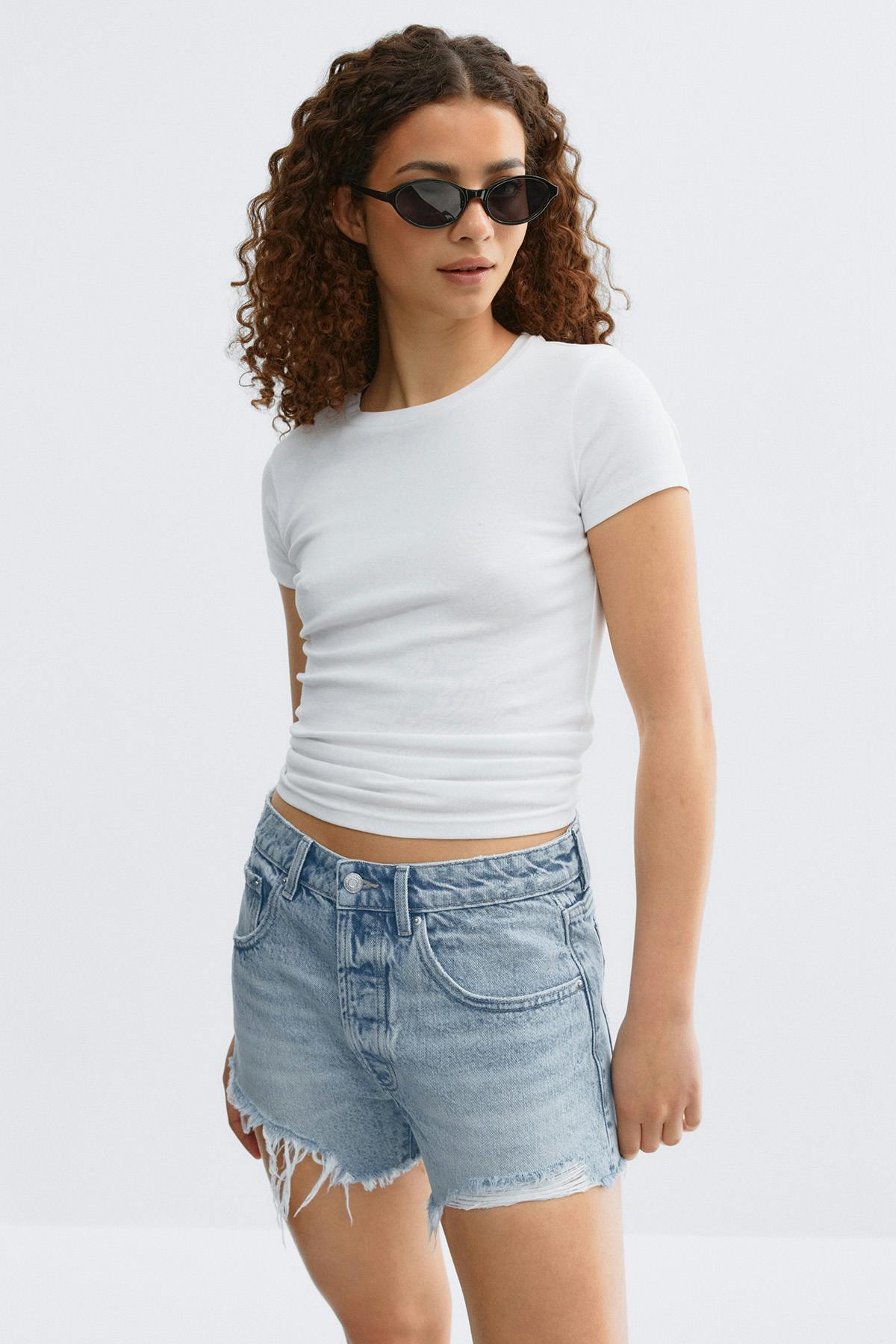 Blue crush denim shorts