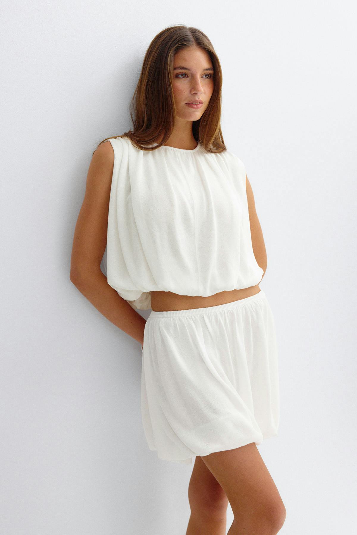 Bubble hem knitted skirt