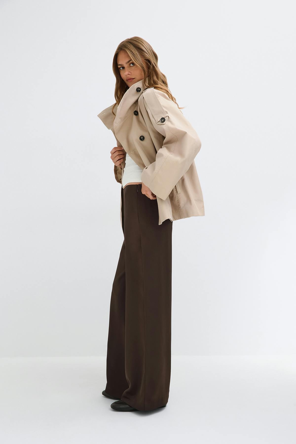 Glow straight satin trousers