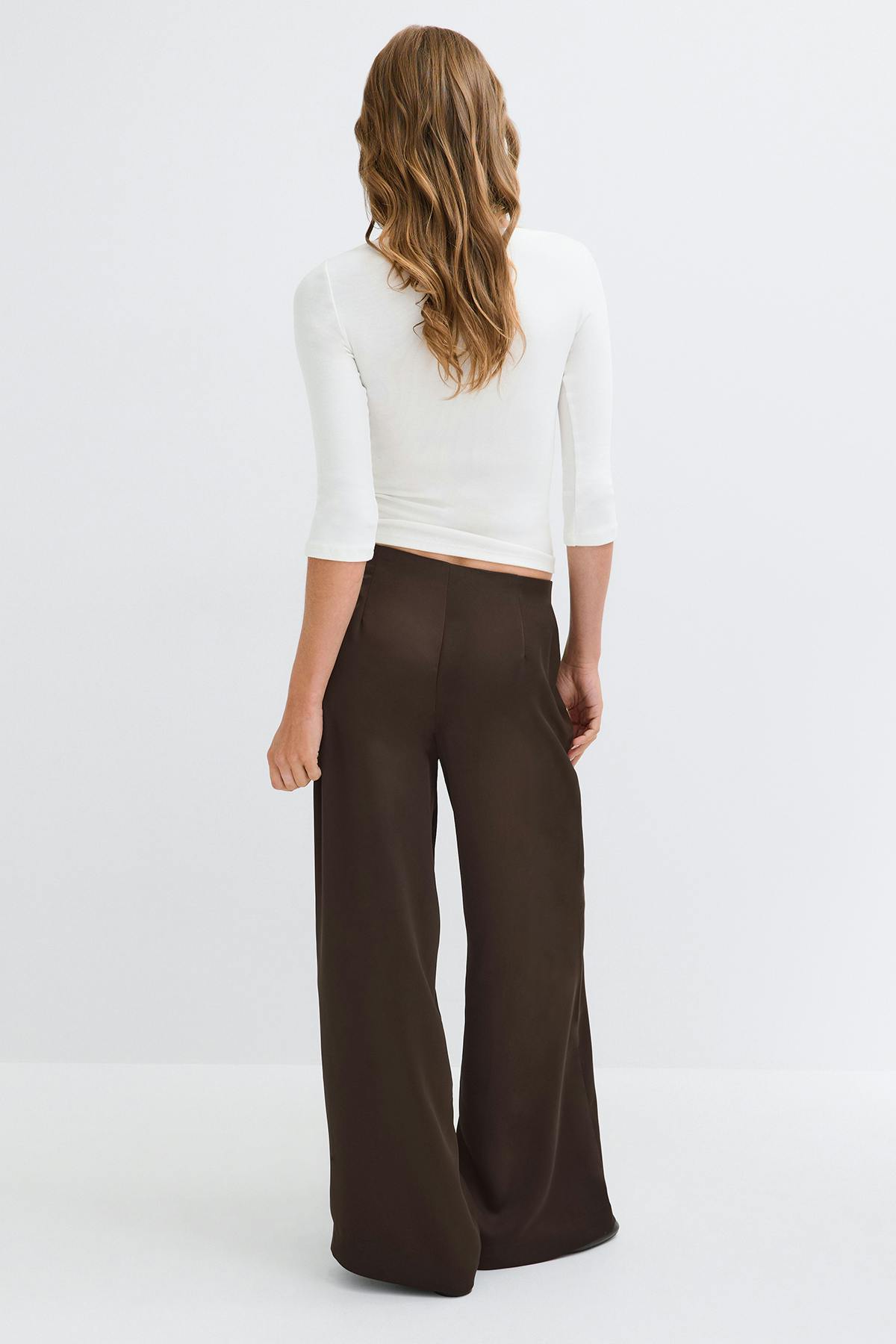 Glow straight satin trousers