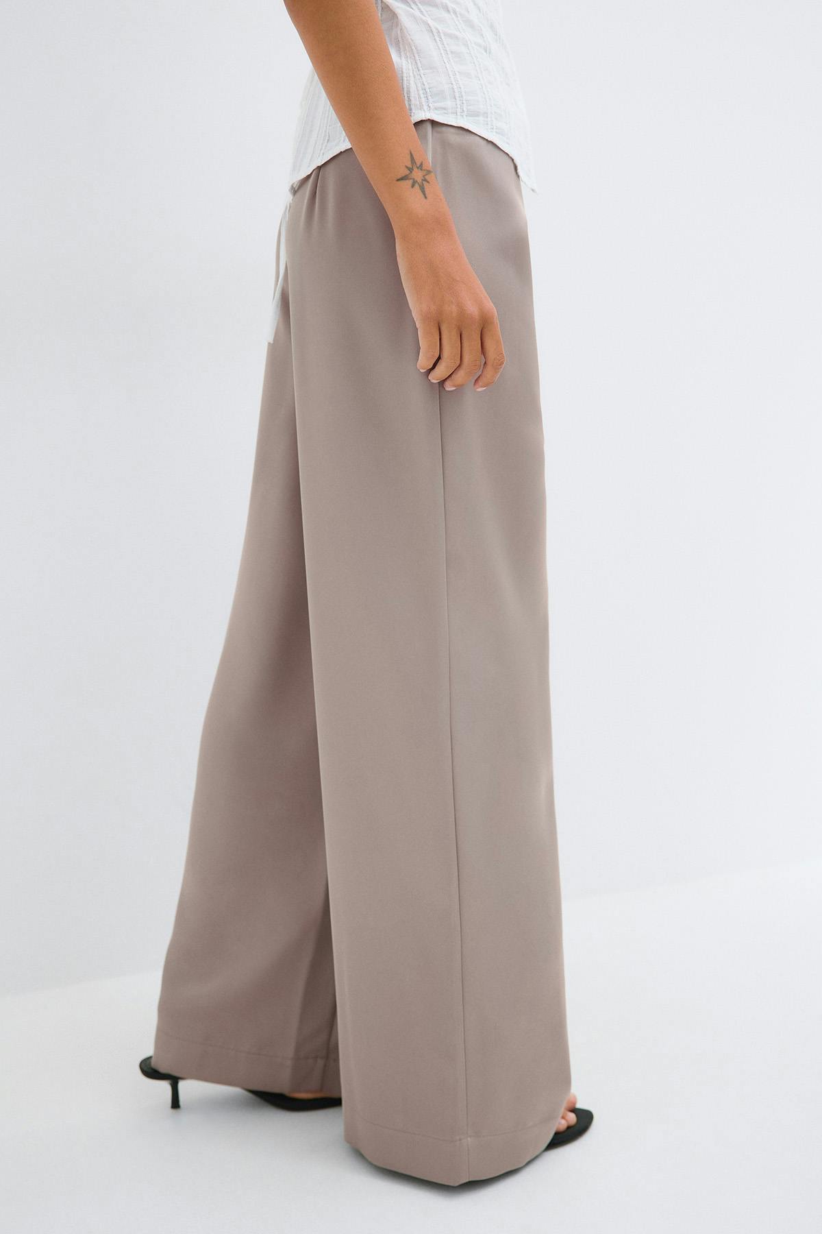 Glow straight satin trousers