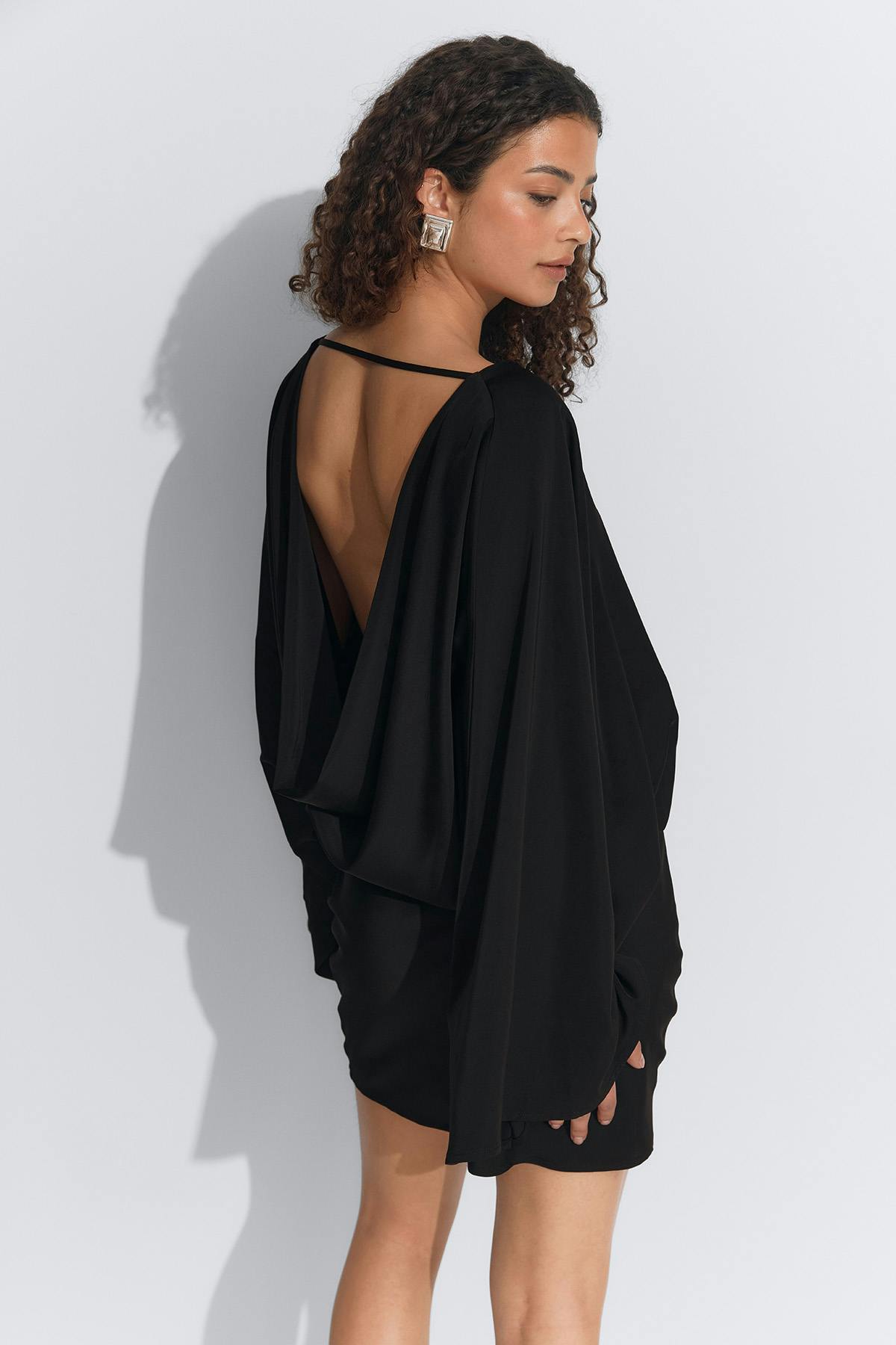 Draped back mini dress