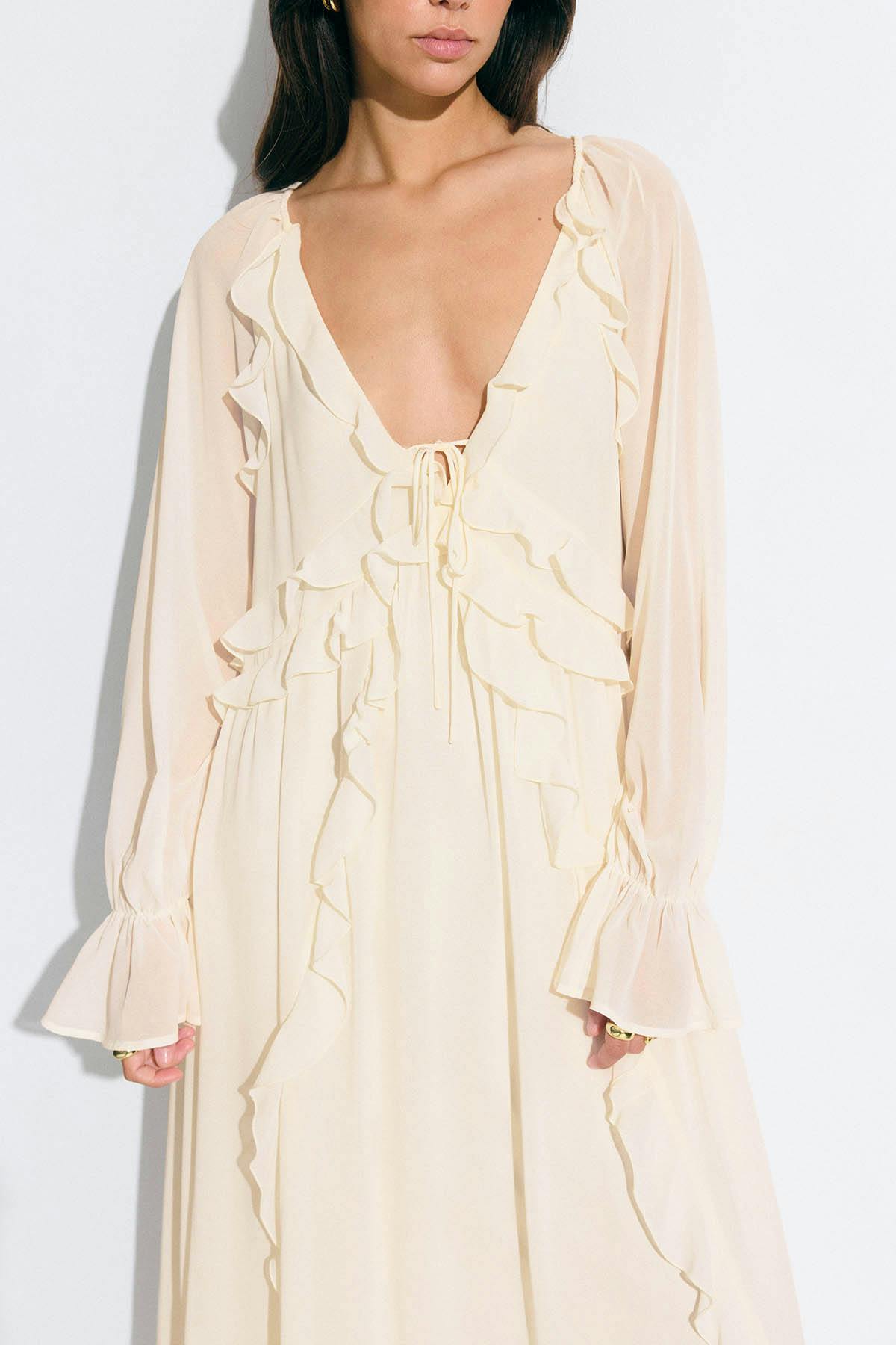 Chiffon maxi long sleeve dress