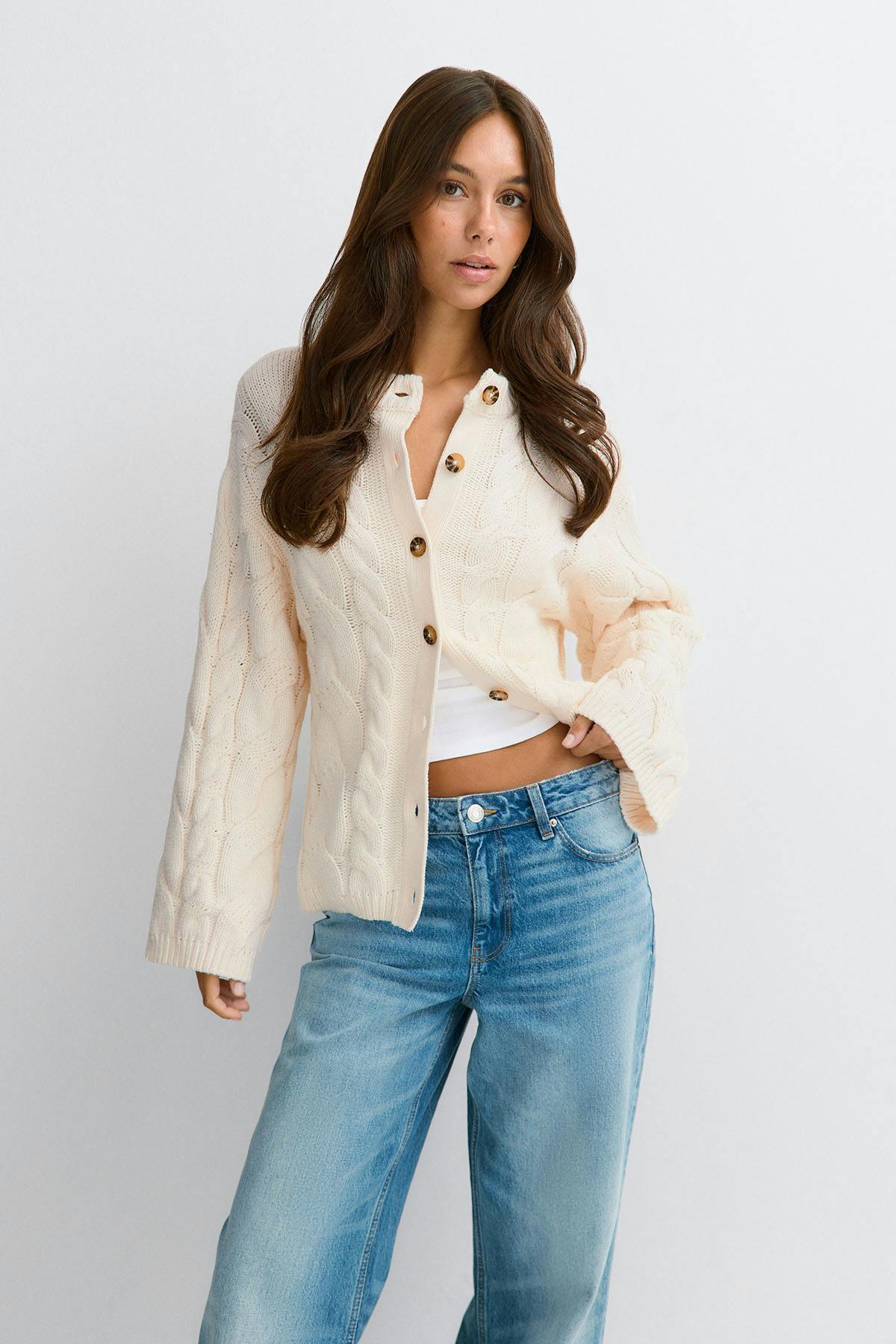 Chunky knitted cable cardigan