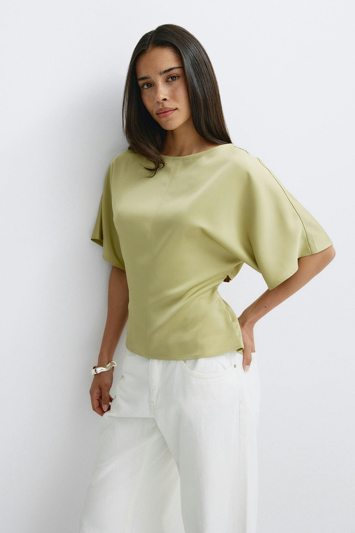 Open back satin blouse