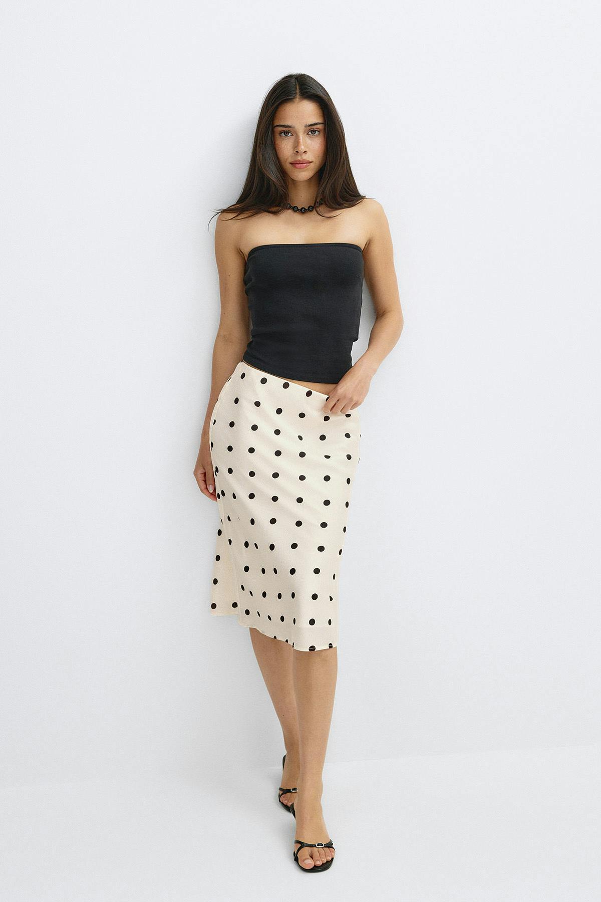 Satin midi skirt