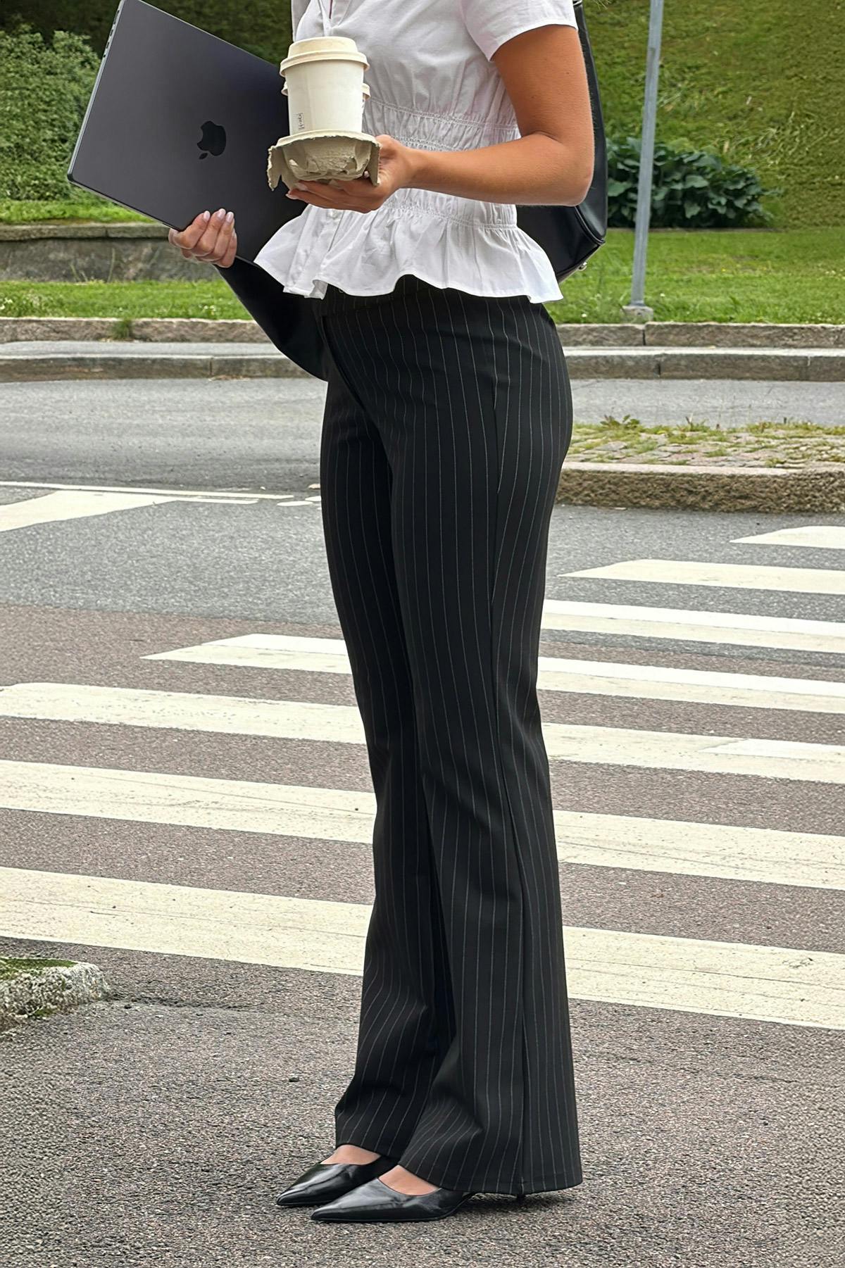 Mid waist flare trousers