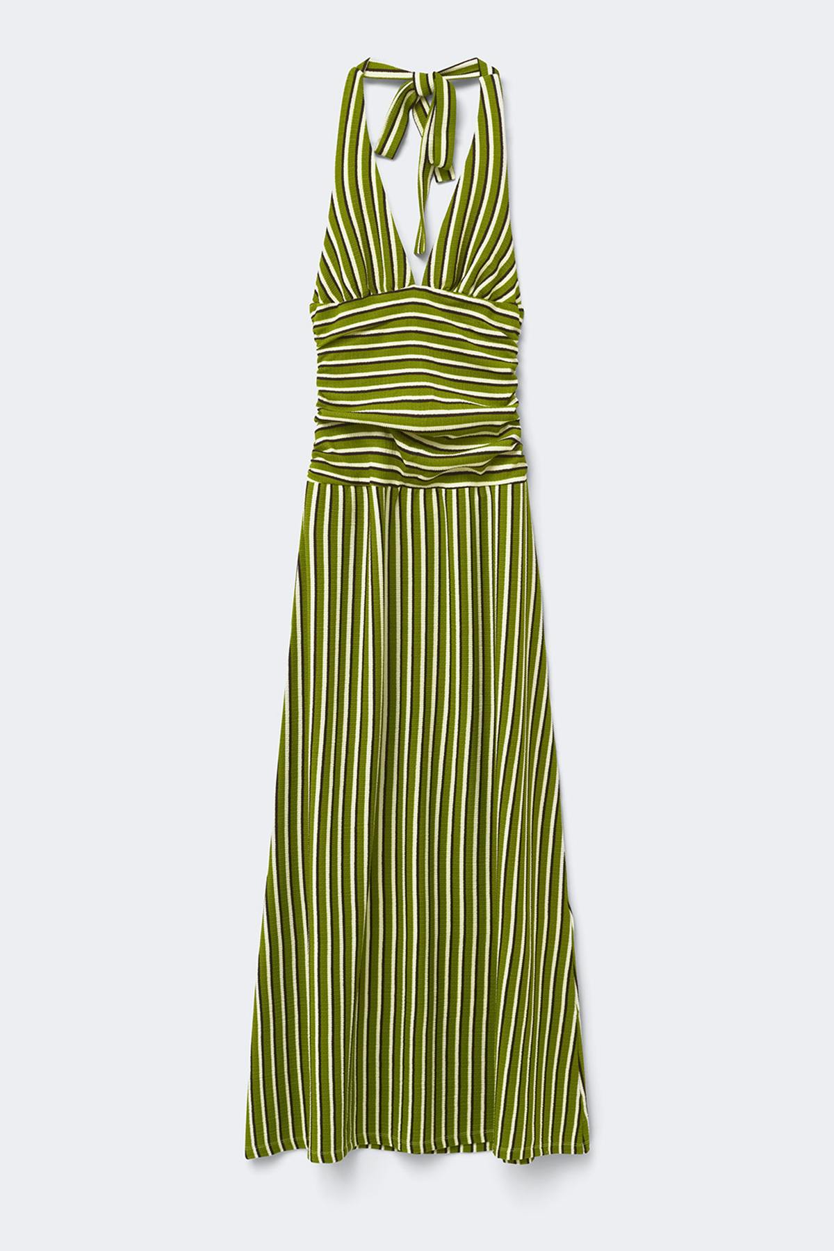 Stripe halterneck maxi dress