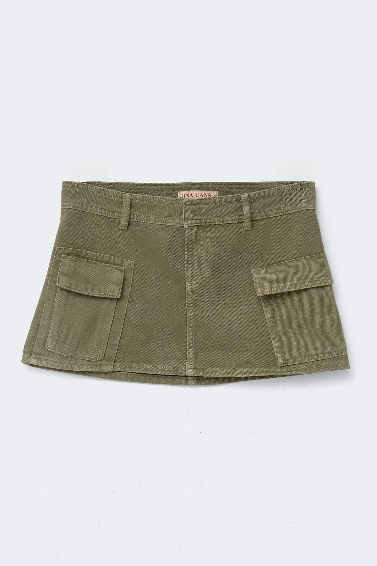 Cargo denim skirt