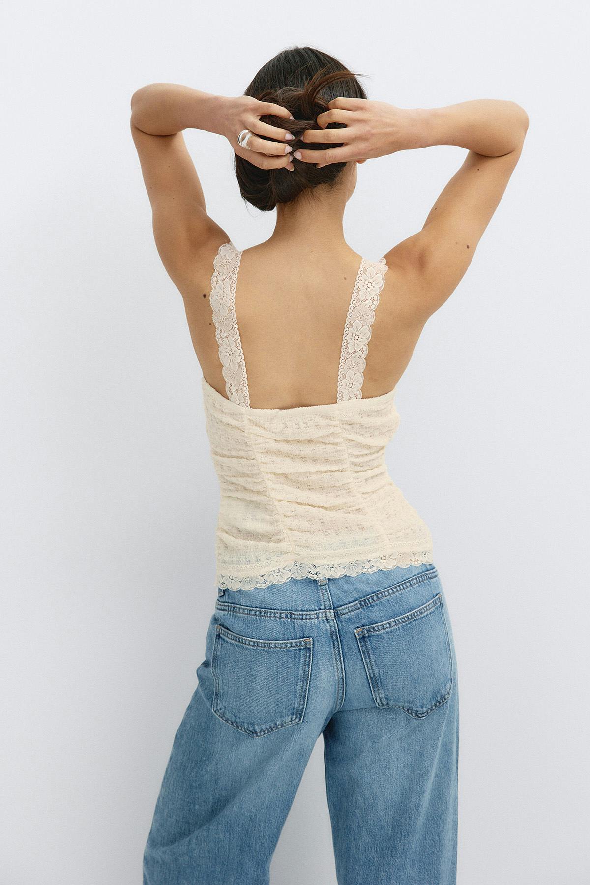 Textured lace detail top