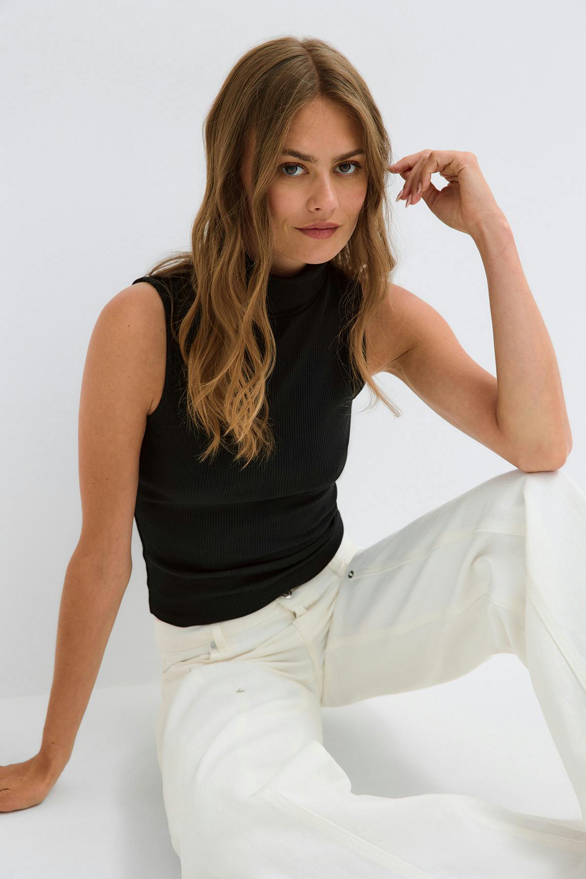 Rib polo top