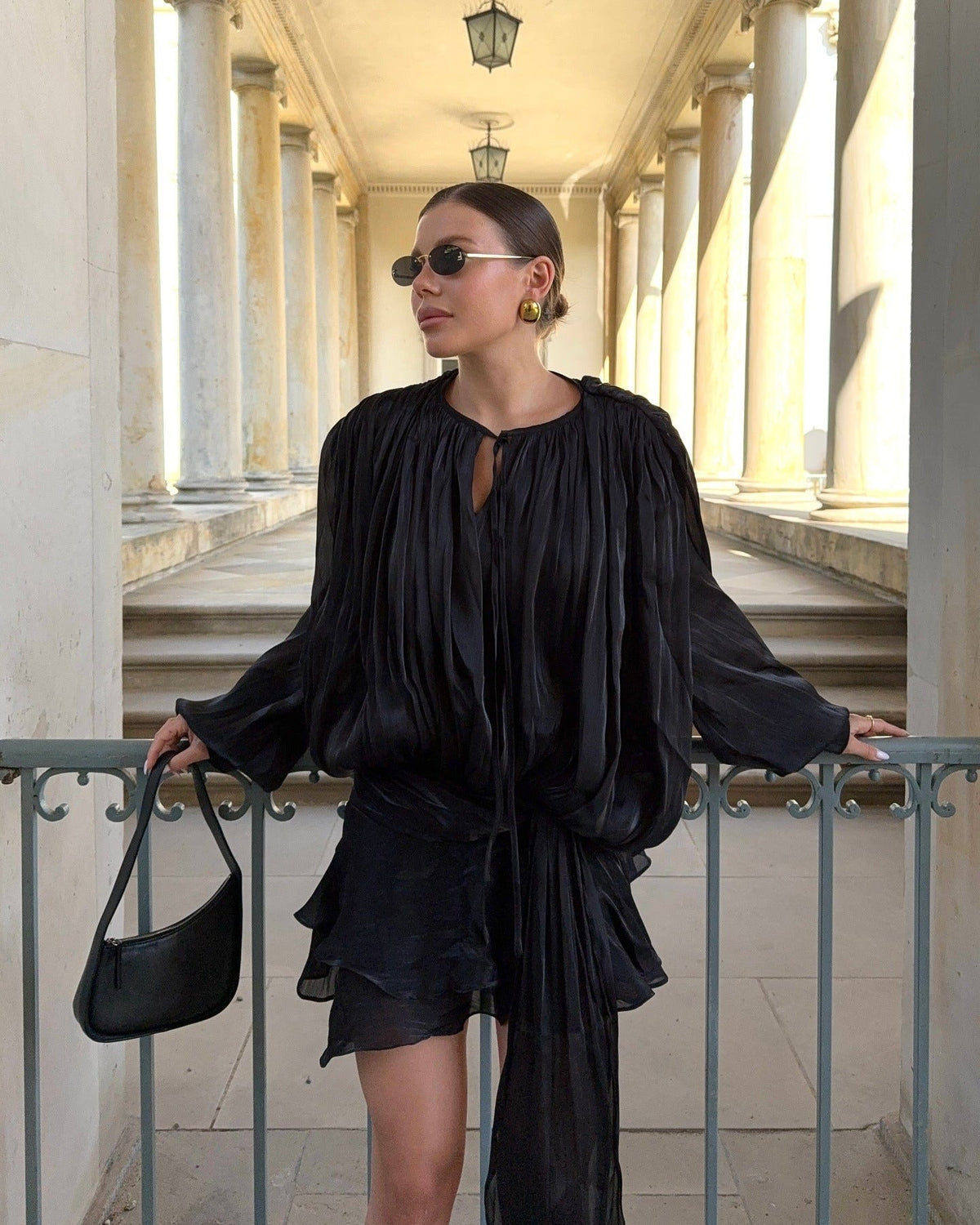 Rosella Pleated Ruffled Mini Dress