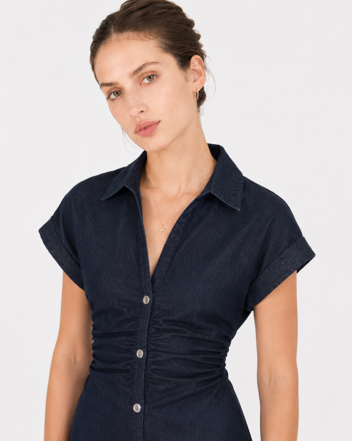 Diana Tricot Snatched Waist Denim Midi Dress