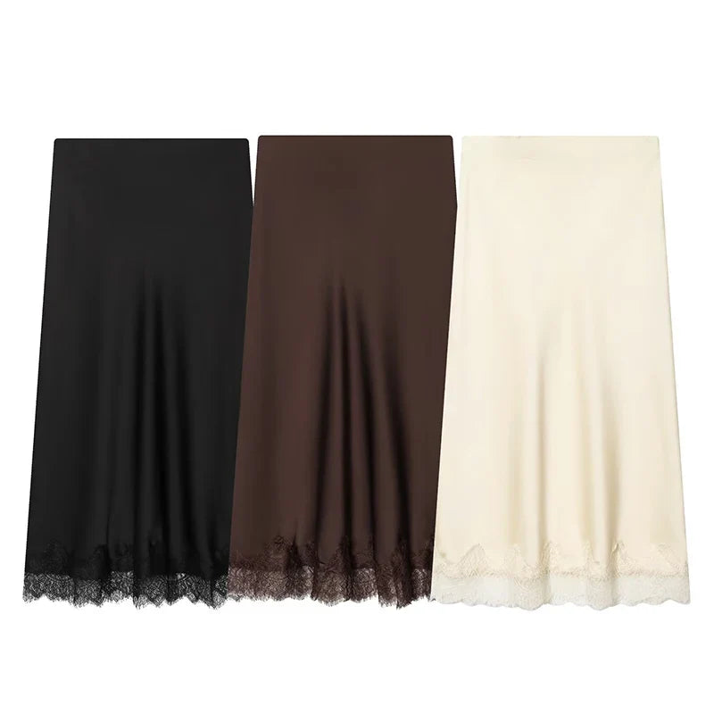 Dina Tricot Lace Trim Midi Skirt