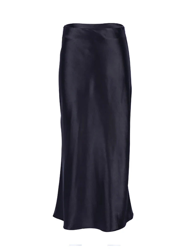 Diana Tricot Satin Midi Skirt