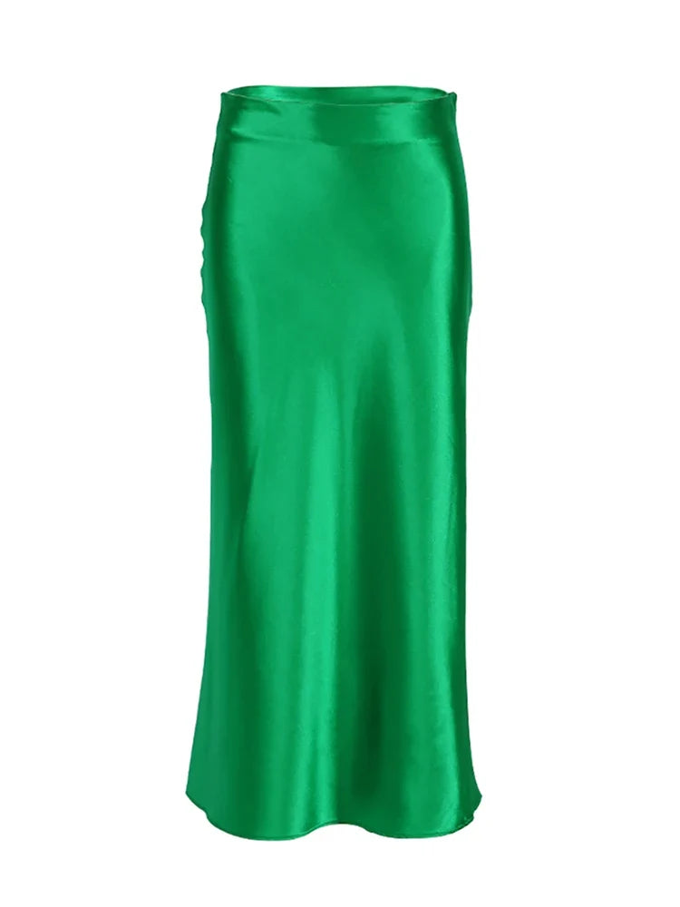 Diana Tricot Satin Midi Skirt