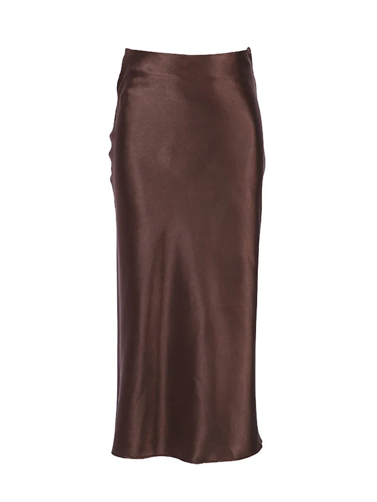 Diana Tricot Satin Midi Skirt