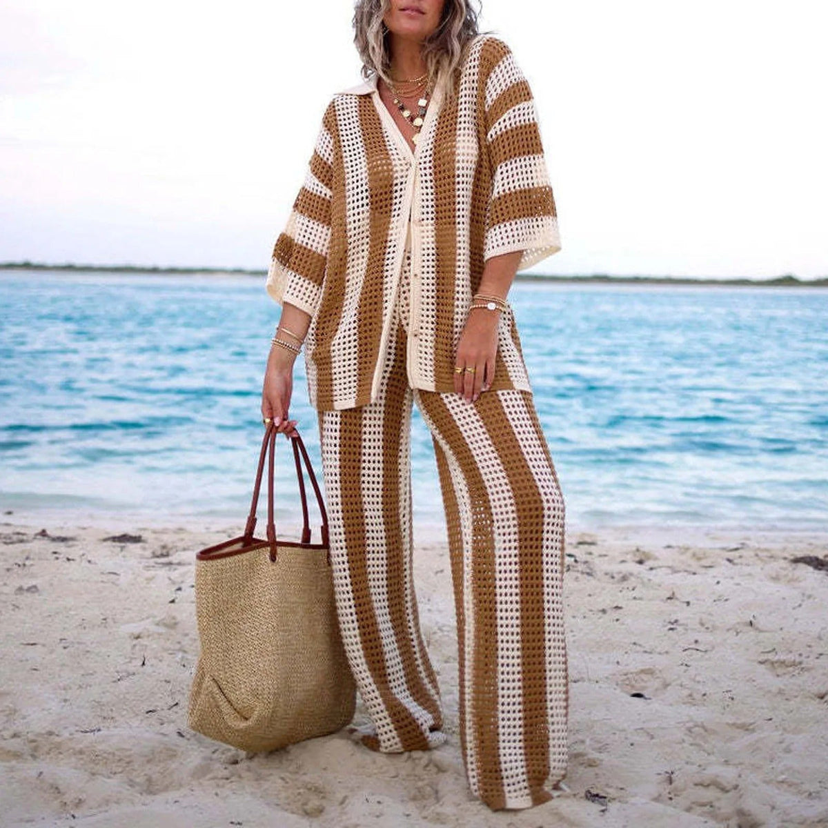 Camara Striped Crochet Co-Ord Set