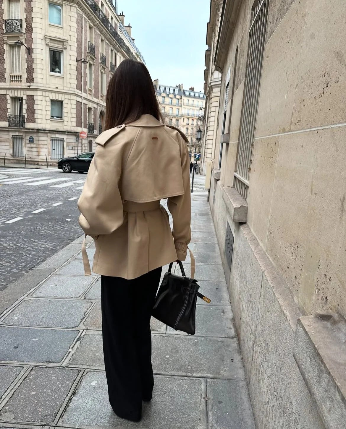 Verona Funnel Neck Belted Cropped Trench Jacket