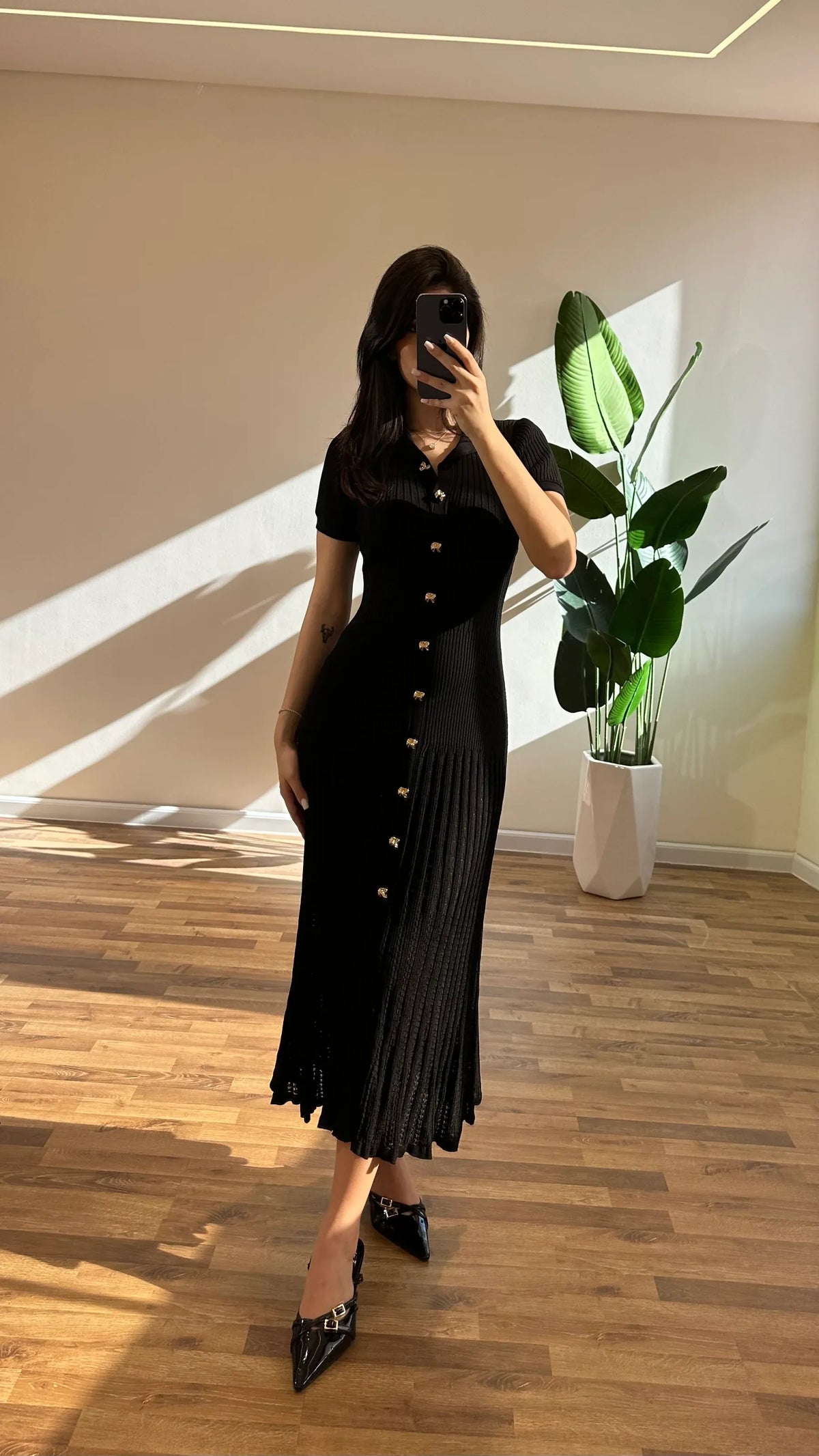 Riviera Ribbed Knit Polo Maxi Dress