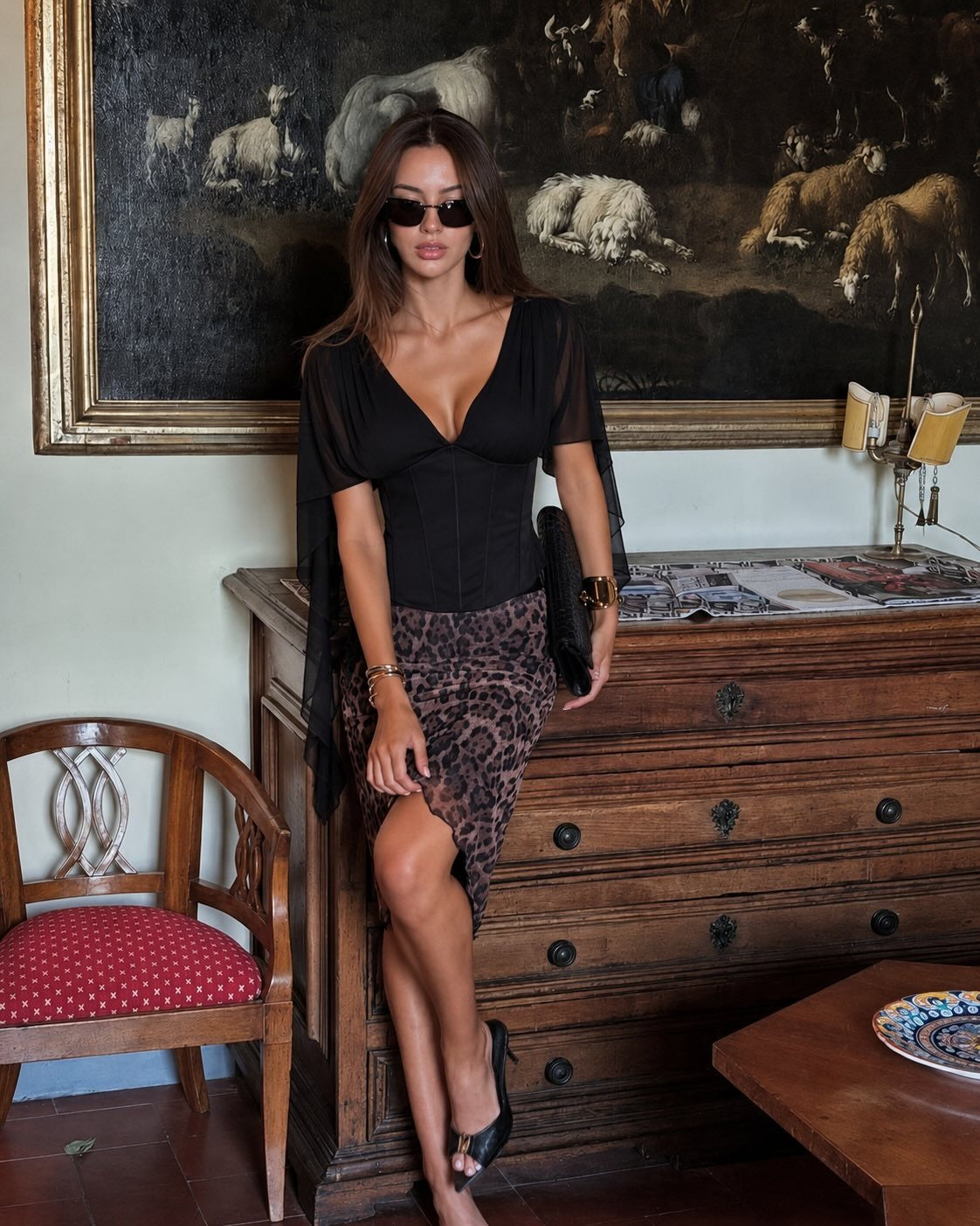 Delphine Chiffon Drape Corset Top