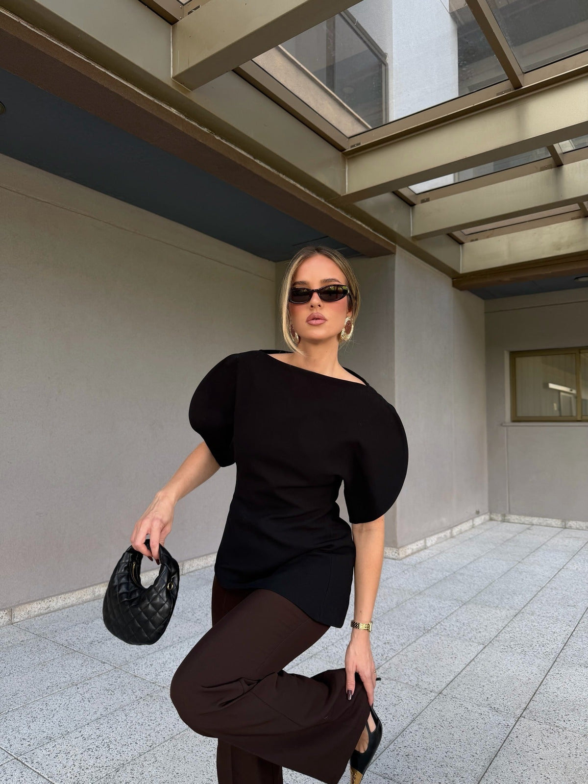 Diana Tricot Balloon Sleeve Top