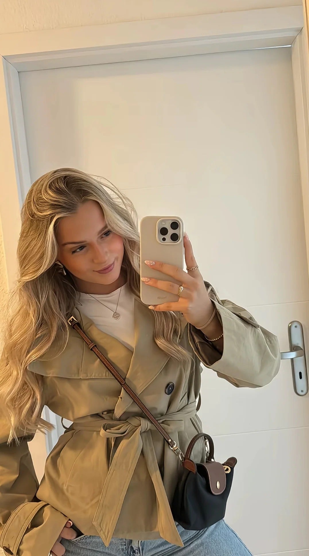 Verona Funnel Neck Belted Cropped Trench Jacket