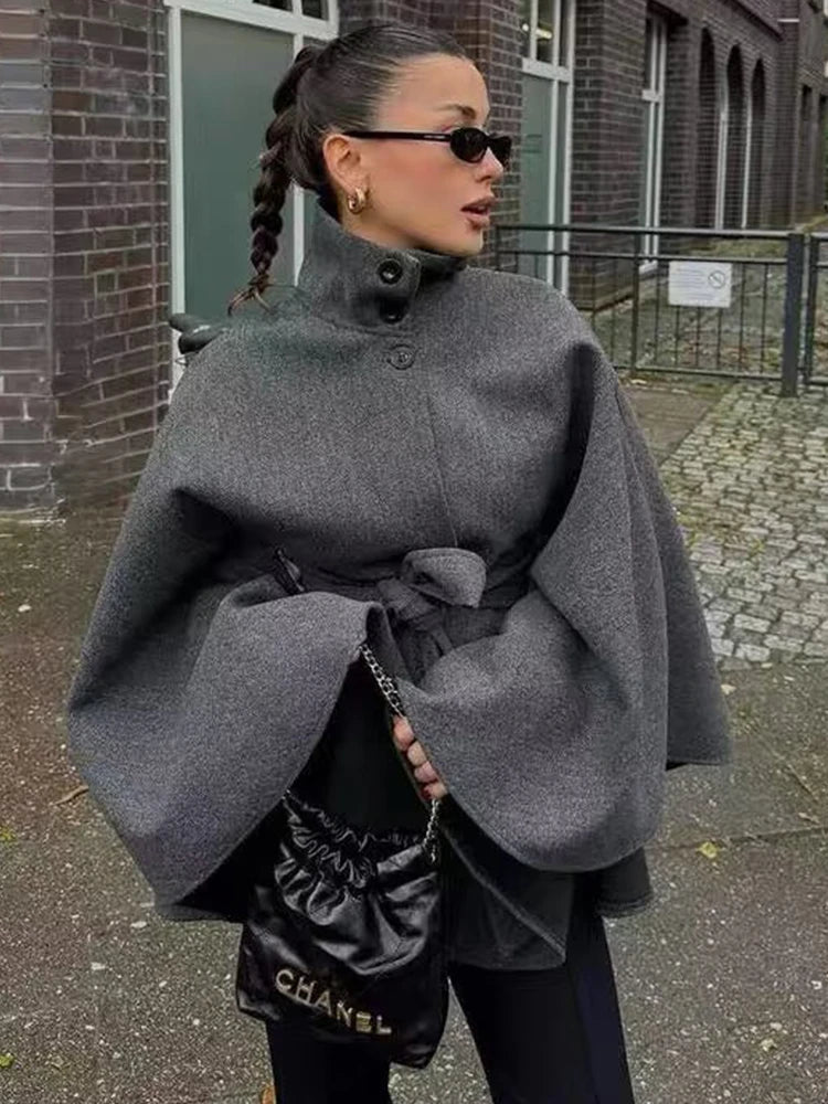 Diana Tricot Belted Cape Jacket