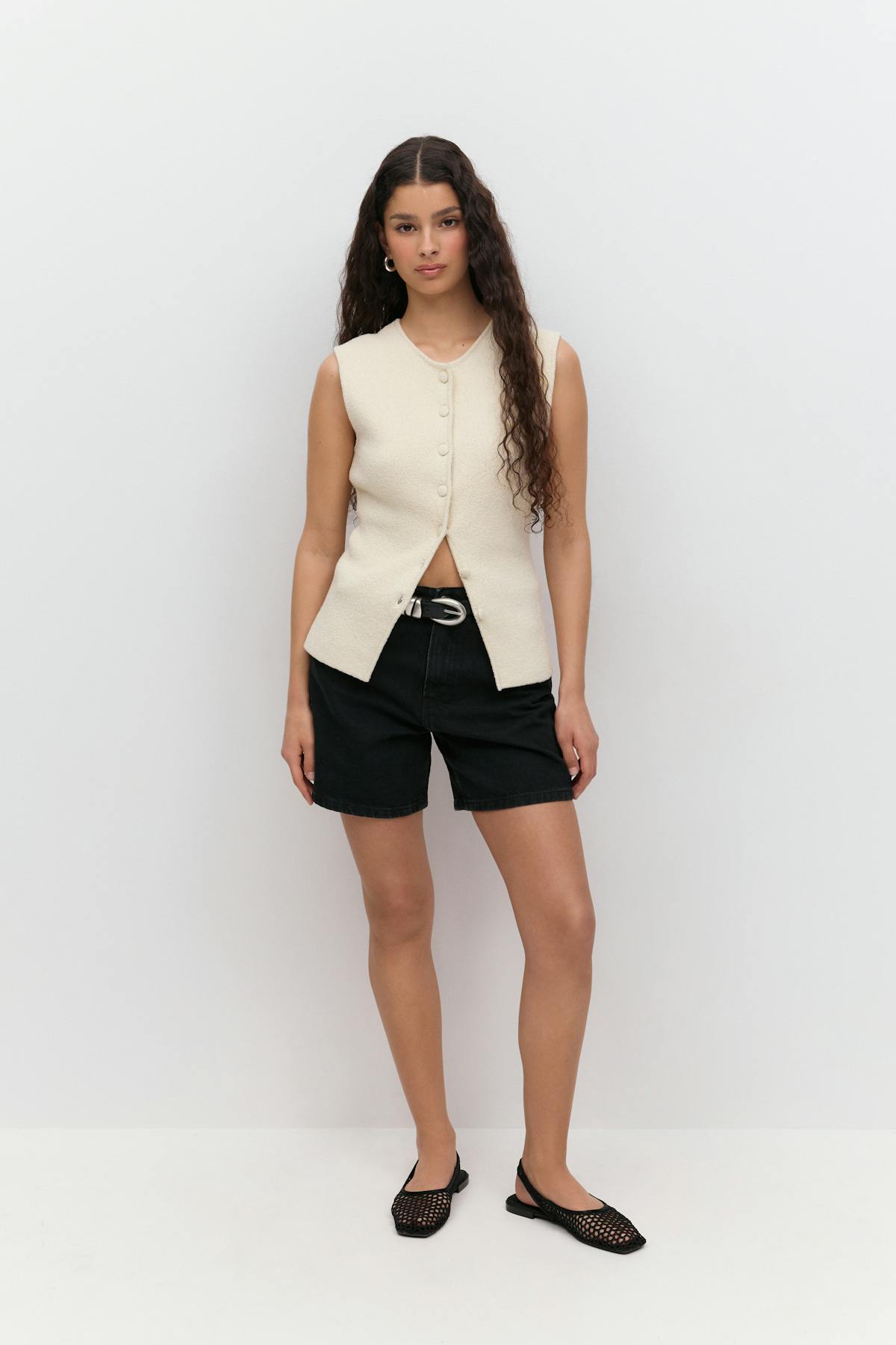High waist denim shorts