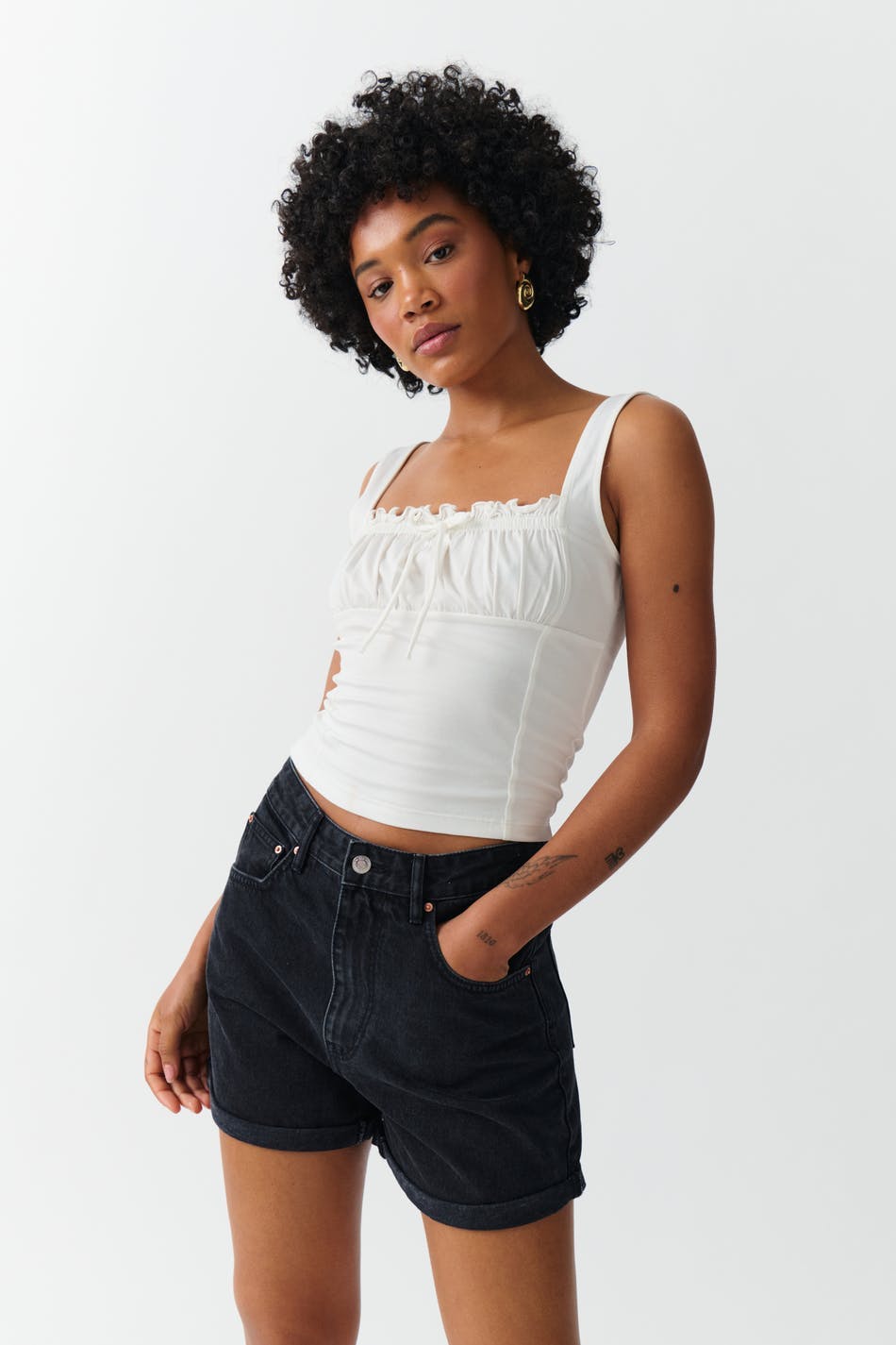 High waist denim shorts