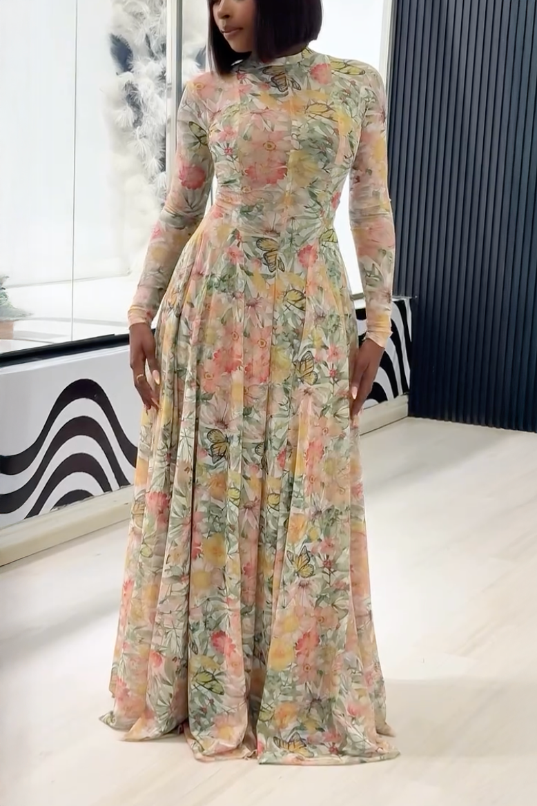 Verve Floral Butterfly Bloom Maxi Dress