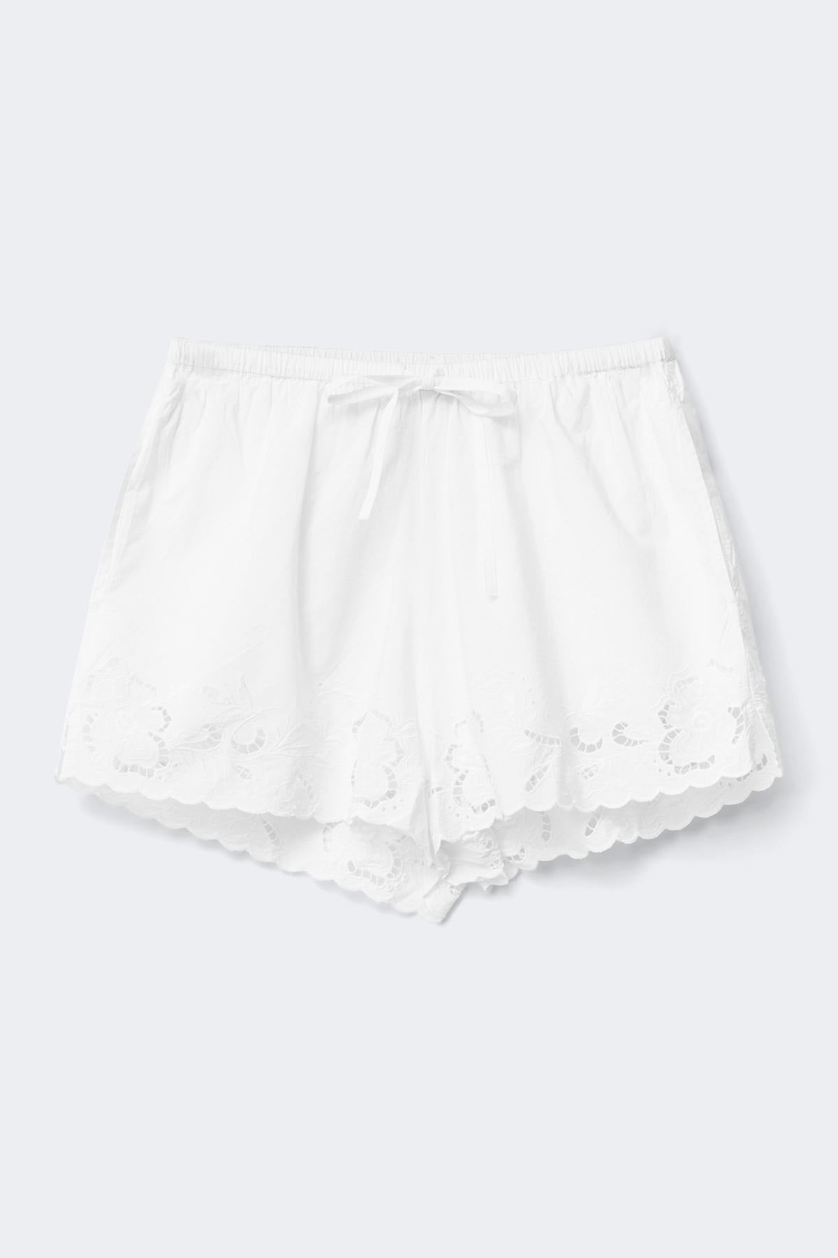 Embroidery poplin shorts