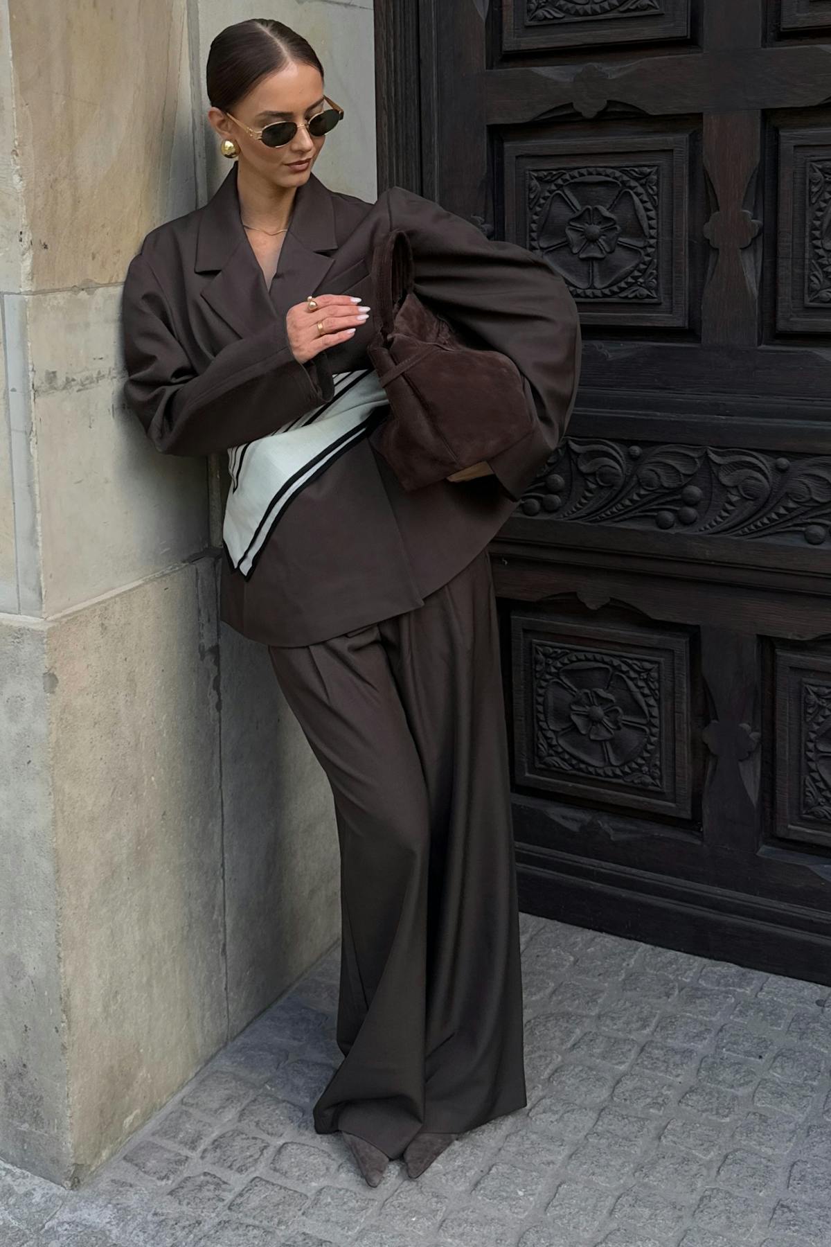 Tall wide pleated trousers
